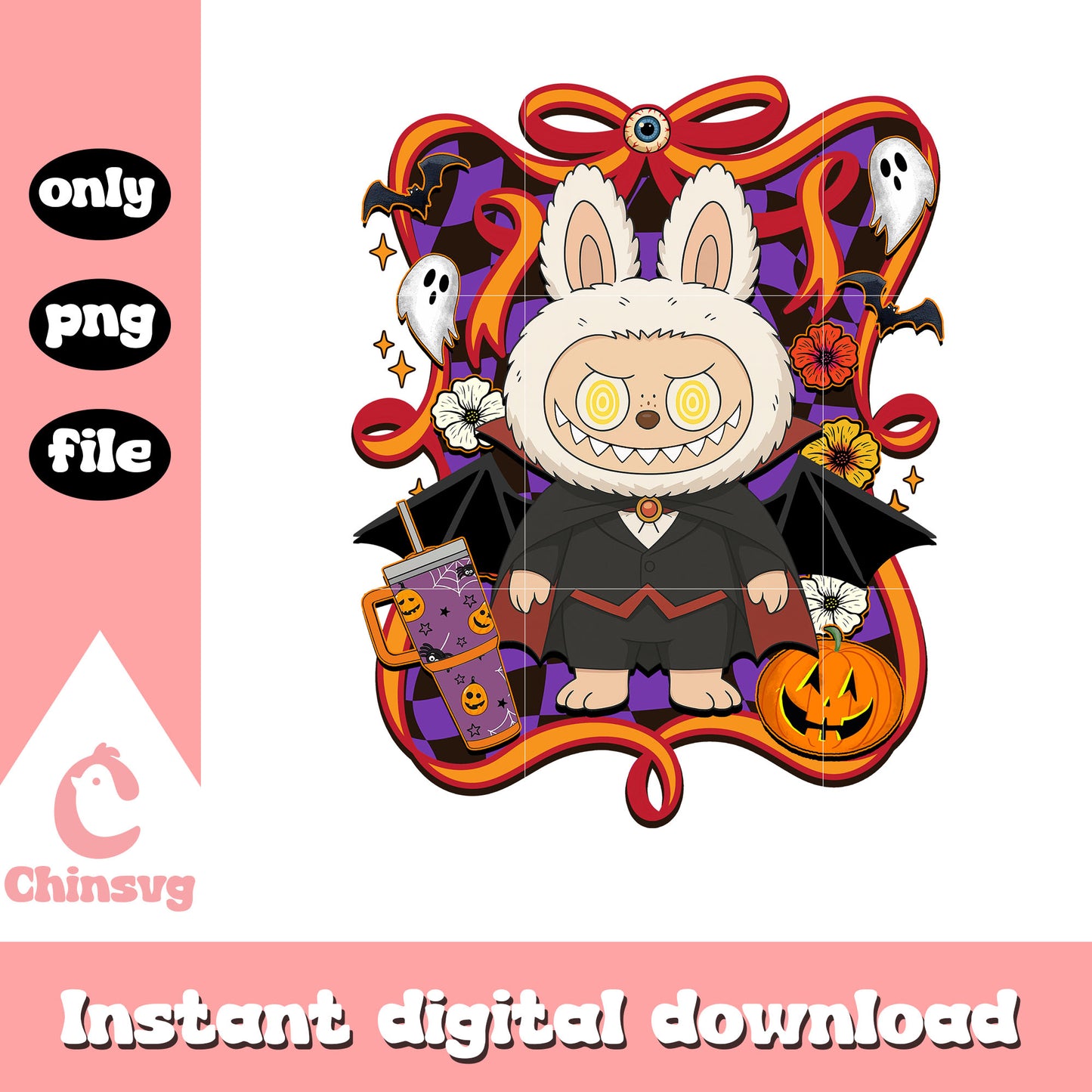 The classic vampire halloween labubu bow png, vampire halloween png