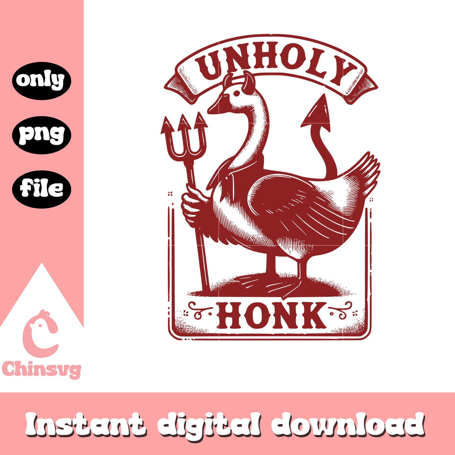 The devil goose unholy honk design png, cute goose png