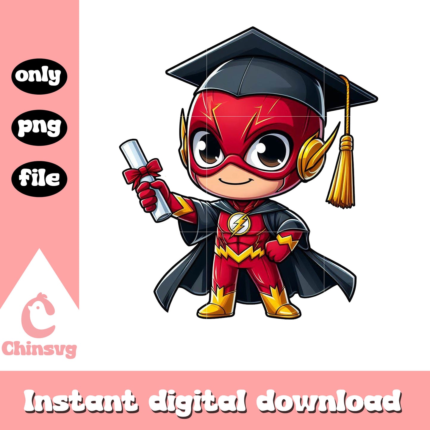 The flash chibi graduation day design png, the flash graduation png