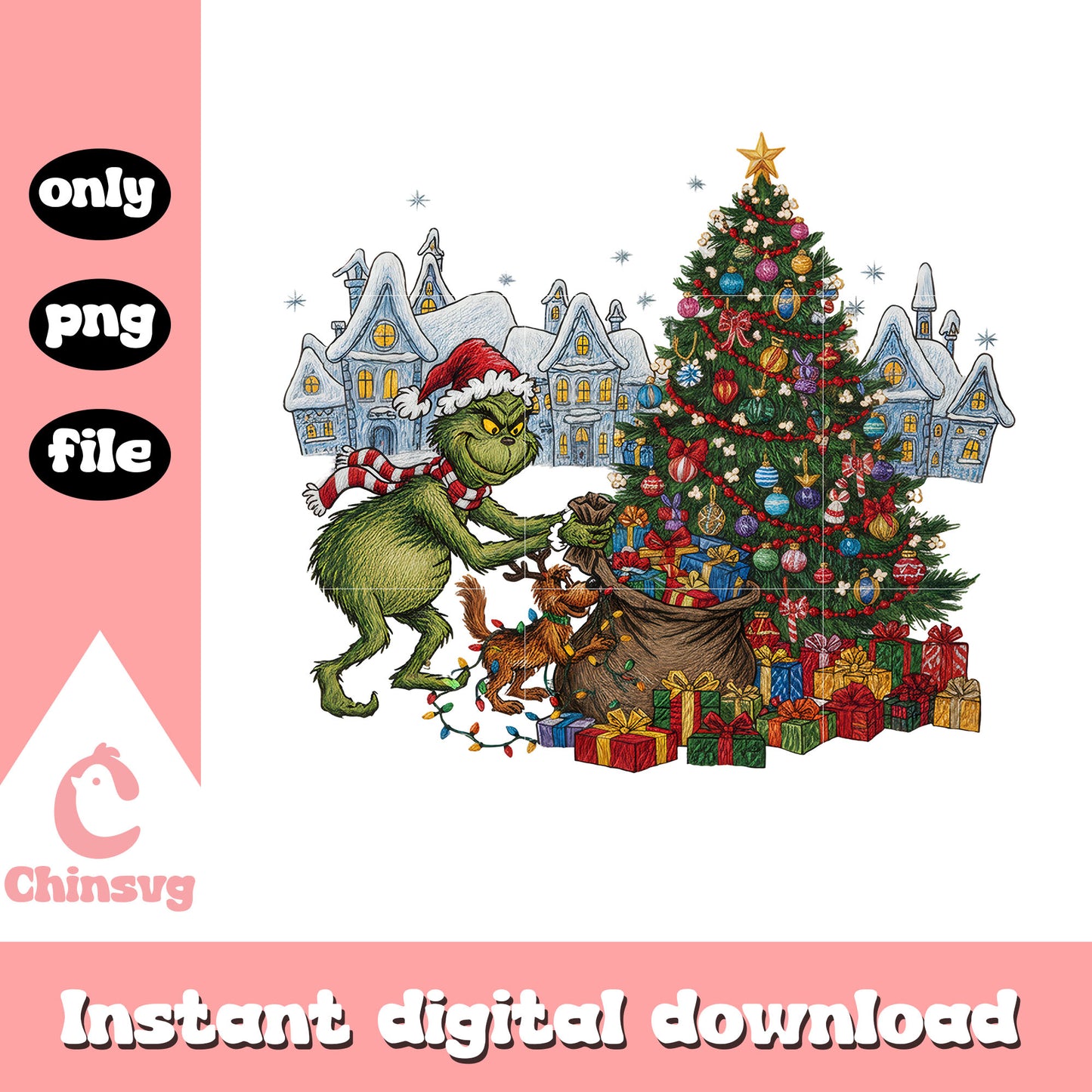 The grinch stole christmas gifts png, grinch gifts png