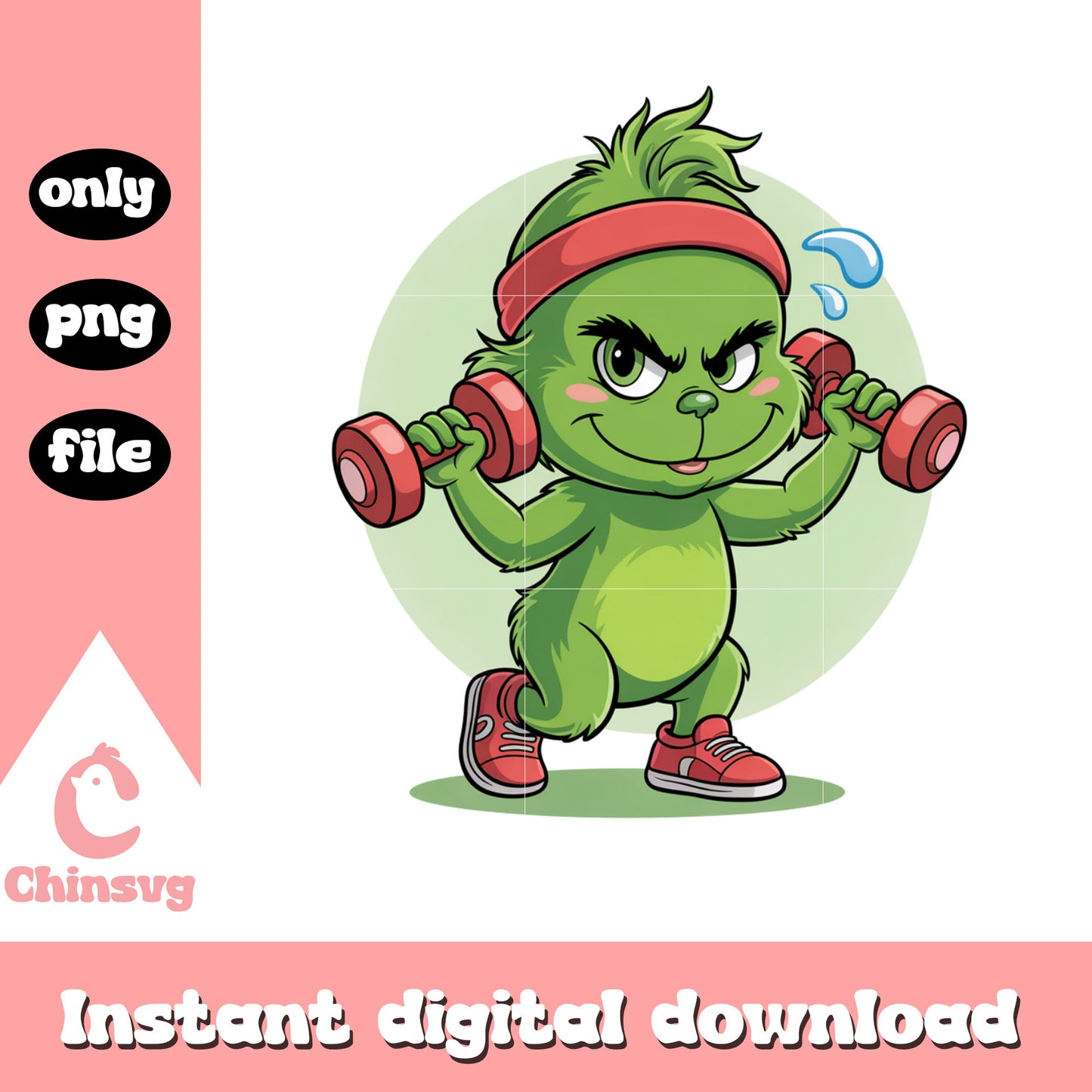 The grinch weightlifting design png, grinch xmas decor png