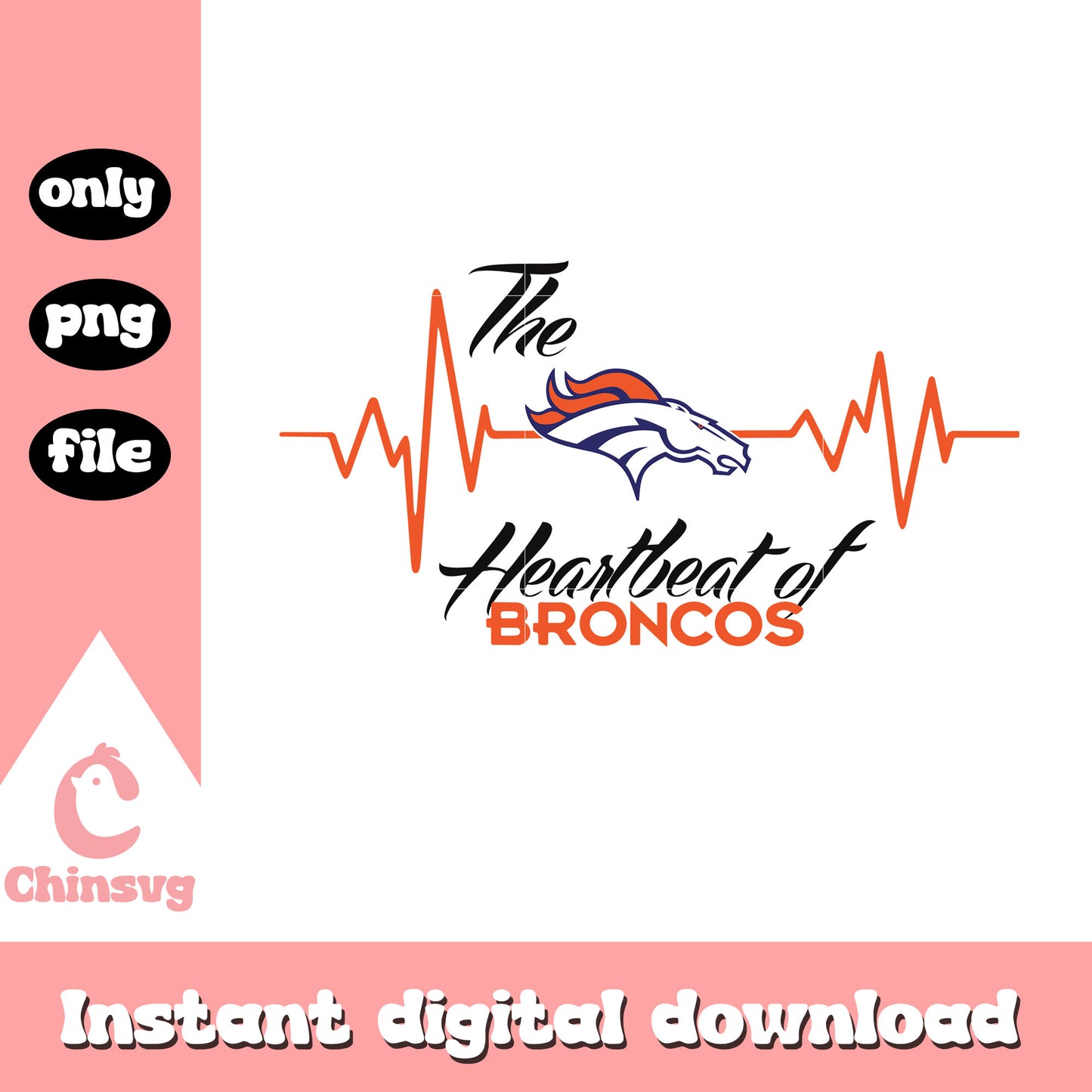 The heartbeat of broncos design svg, denver broncos t-shirt vintage svg