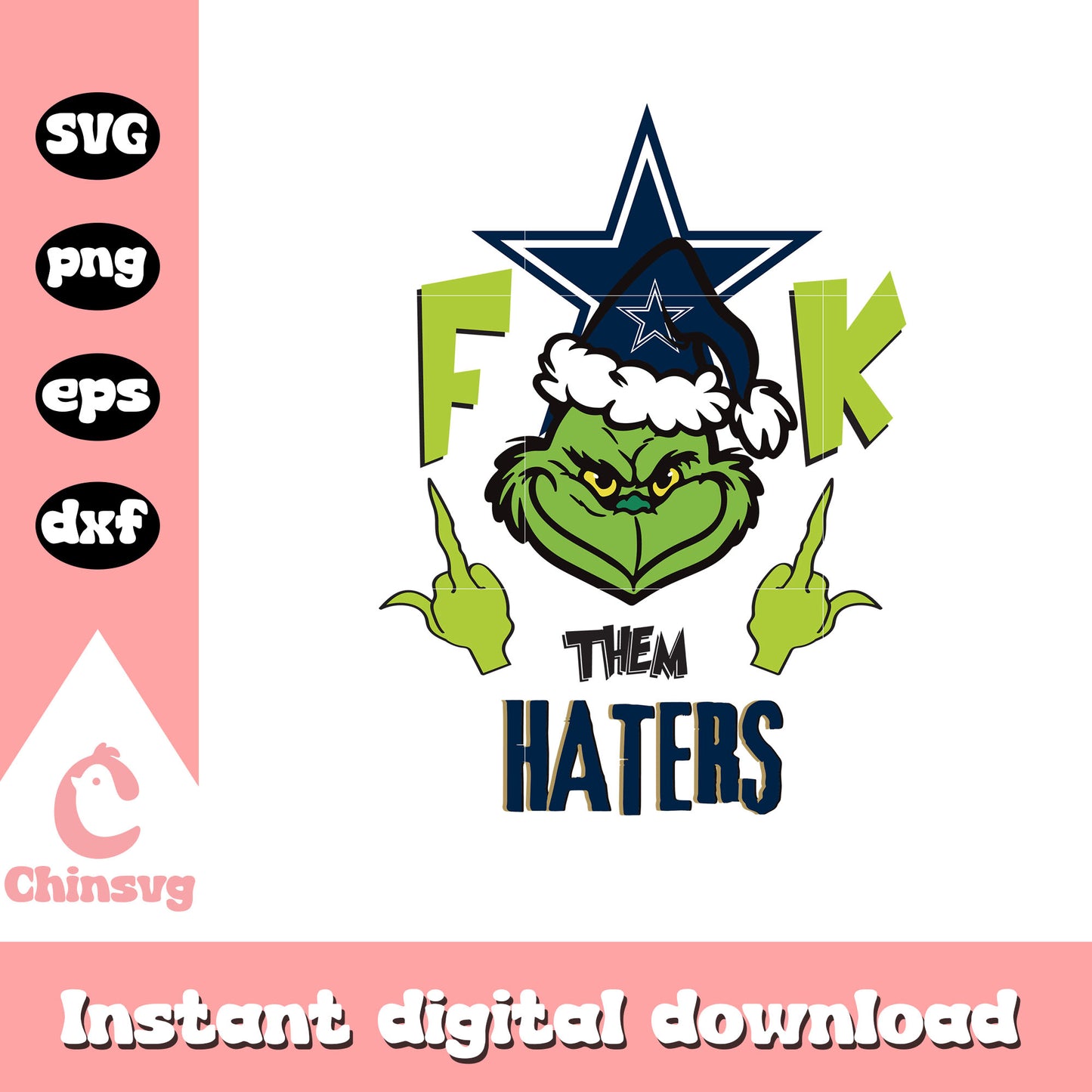 Them haters grinch christmas svg, grinch dallas cowboys svg