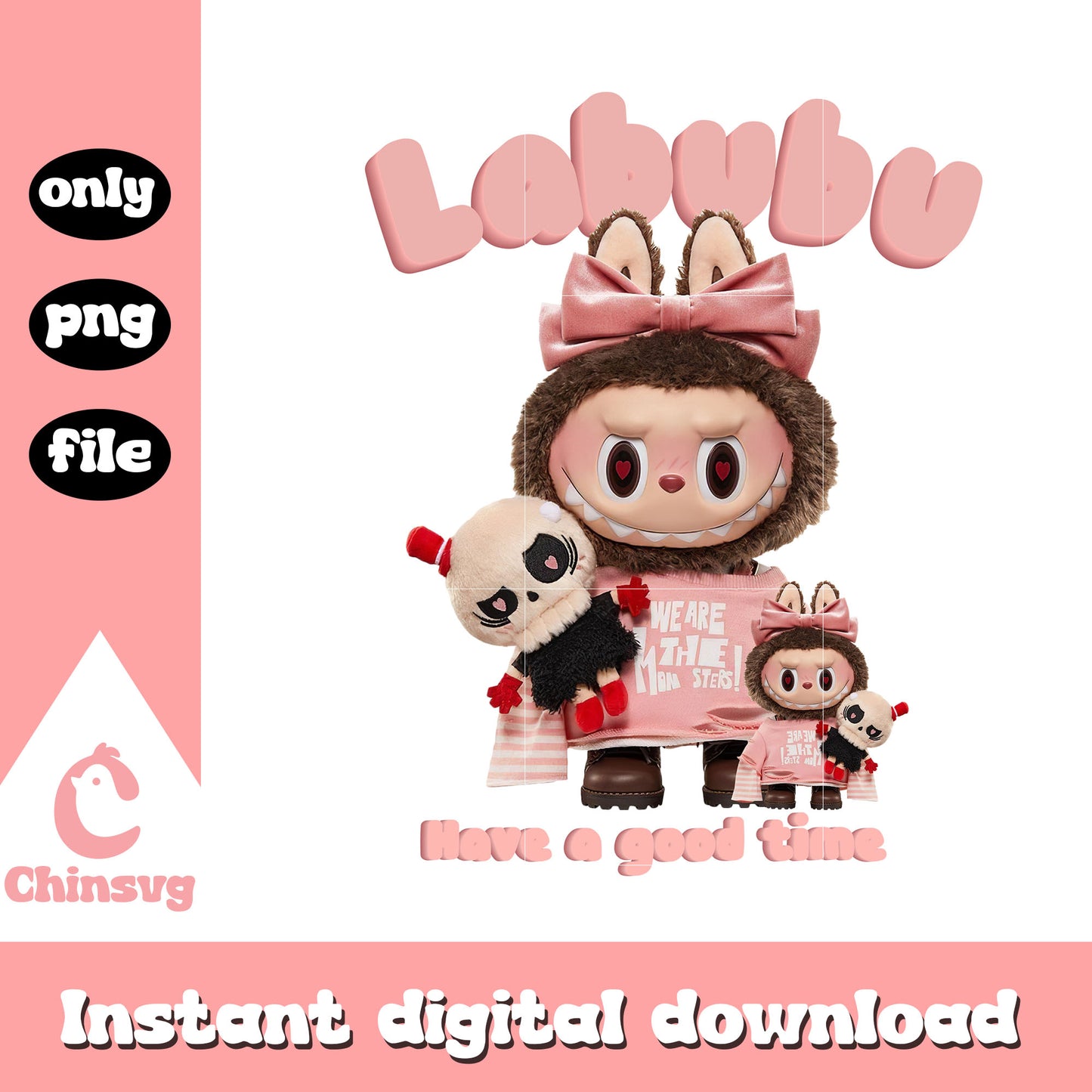 The monster labubu have a good time design png, doll labubu png