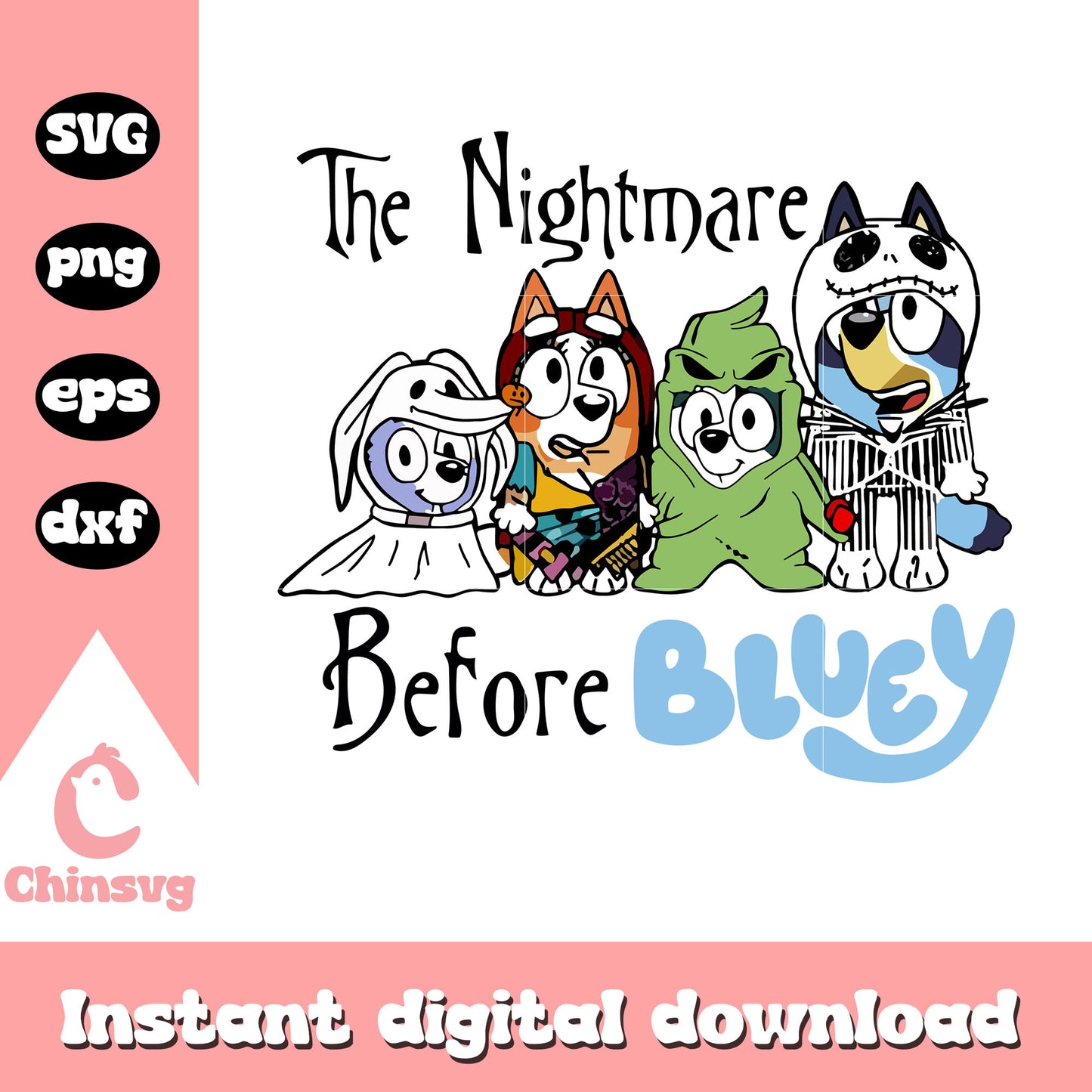 The nightmare before bluey svg, bluey halloween costume svg