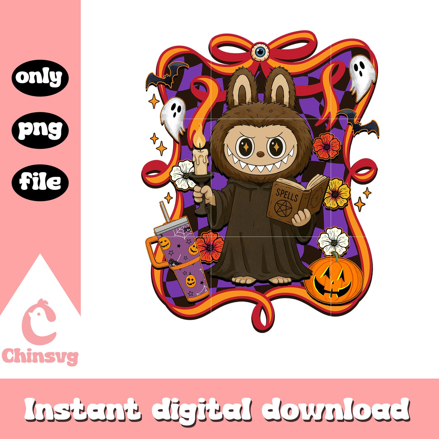 The ritual wizard halloween labubu bow png, halloween wizard png