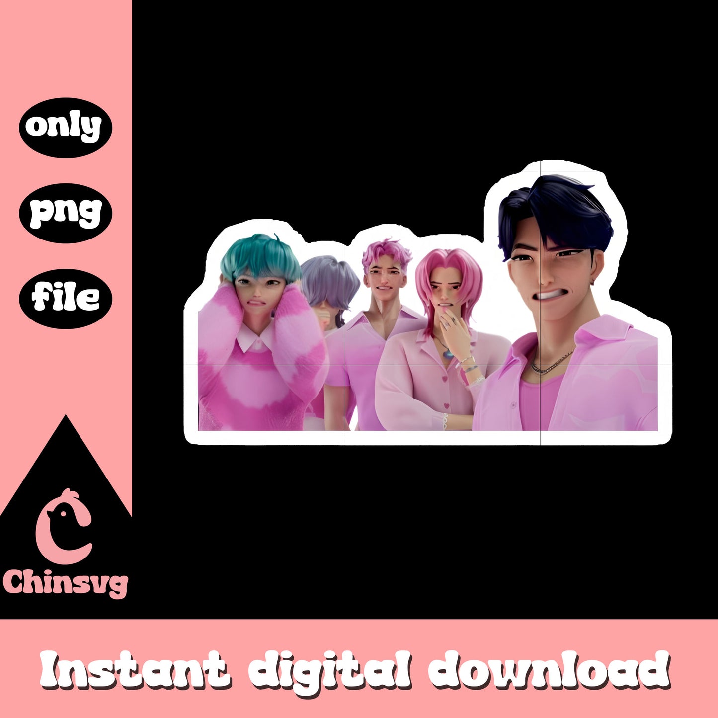 The saja boys characters sticker design png, saja boys png