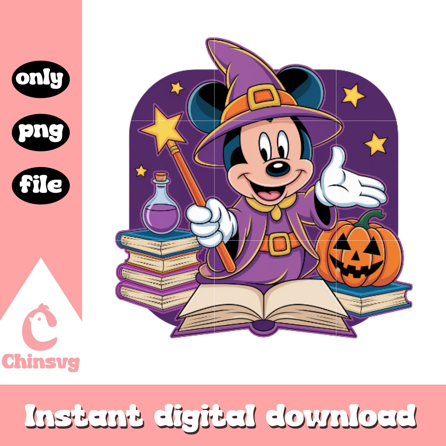The witch mickey reading book png, all hallows eve png