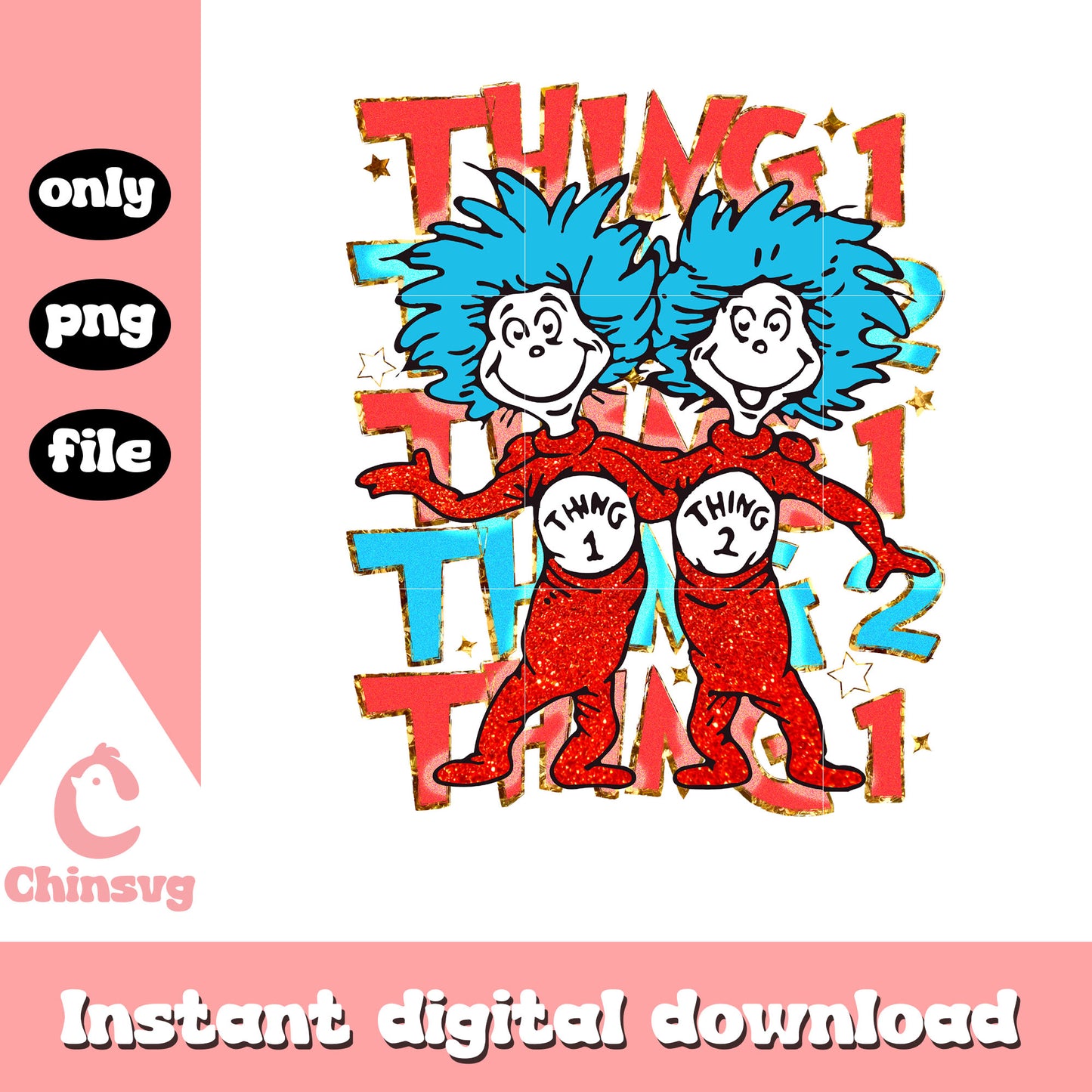 Thing one and thing two character png, dr seuss character png