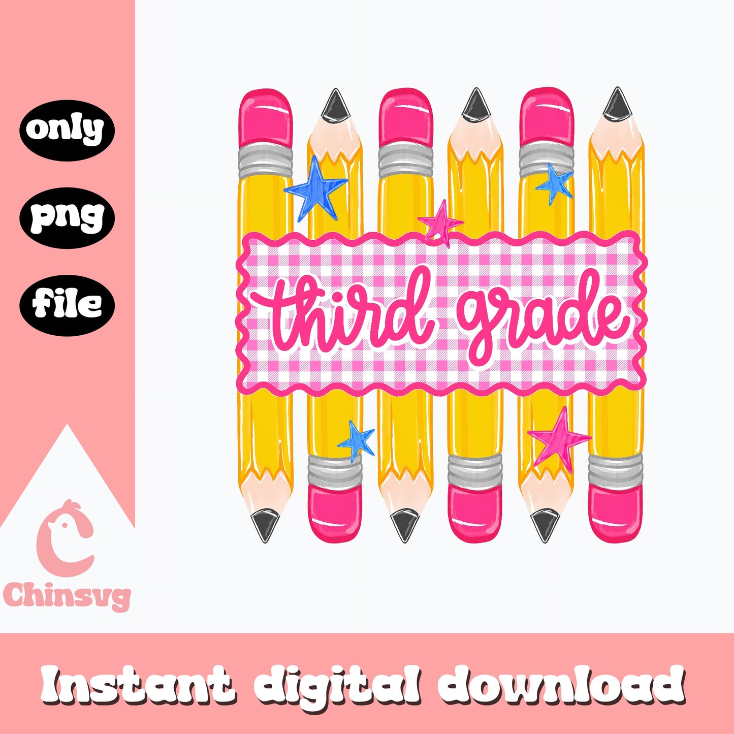 Third Grade Pencil PNG, Back To School PNG, Teacher PNG