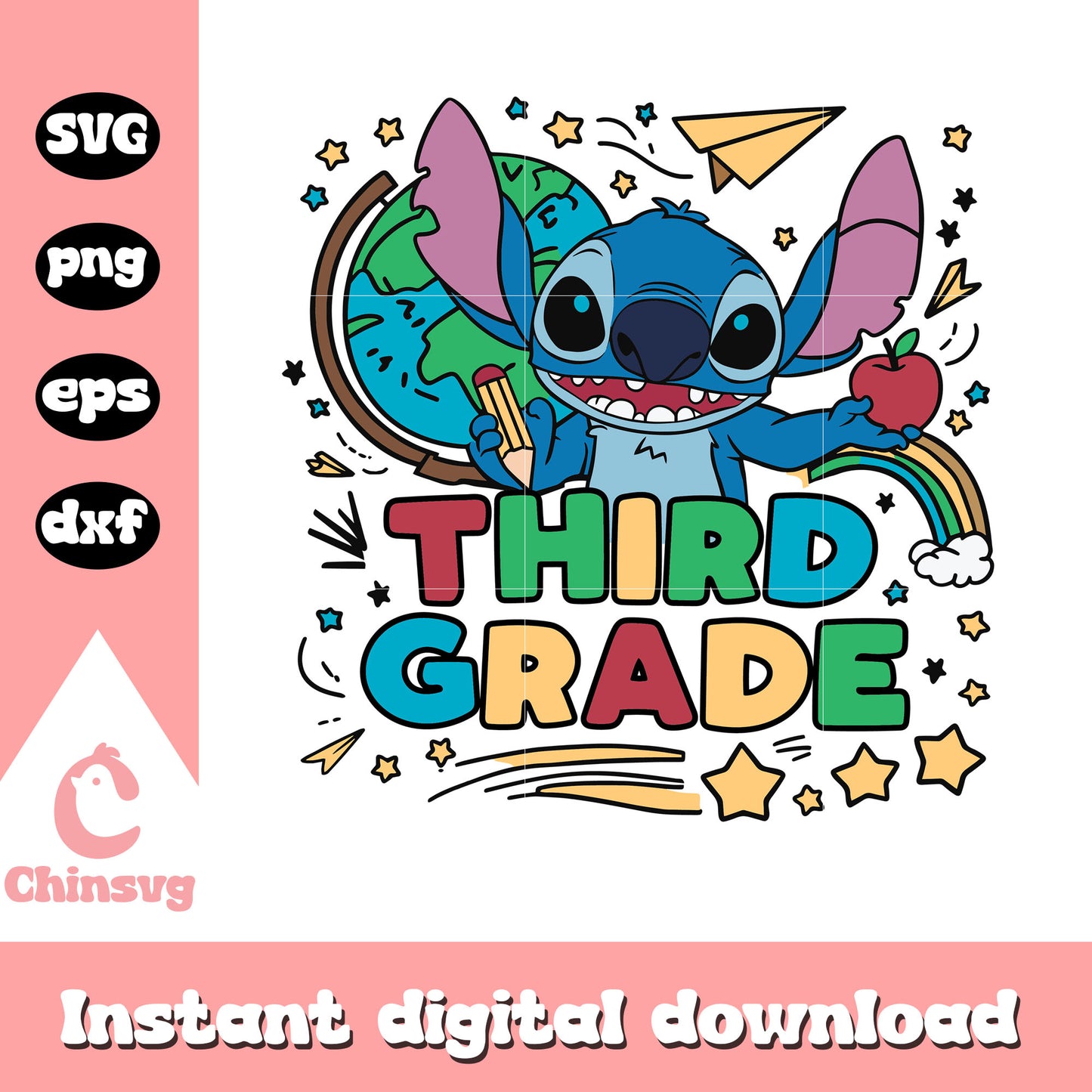 Third grade stitch back to school design svg, stitch movie svg