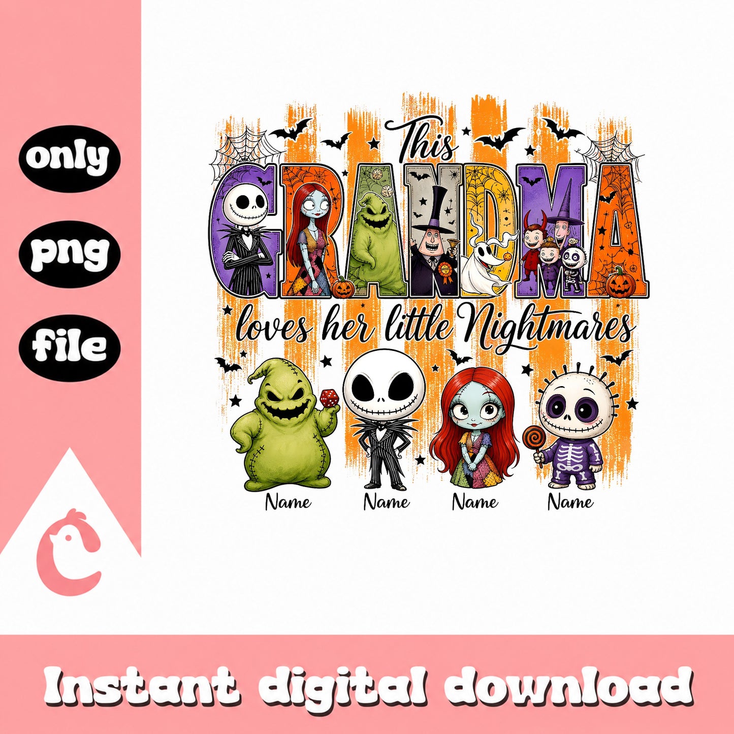 This Grandma Loves Her Little Nightmares PNG, Halloween PNG