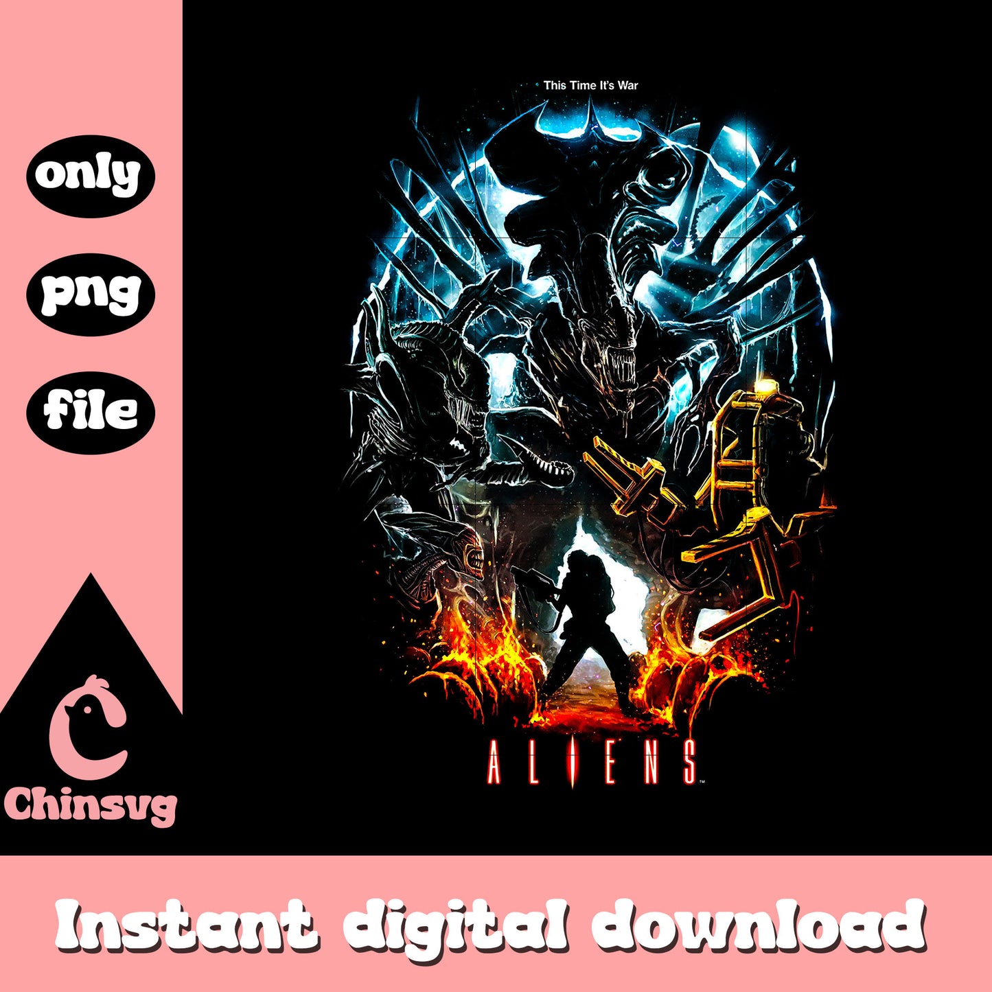 This time it's war alien poster design png, poster design png
