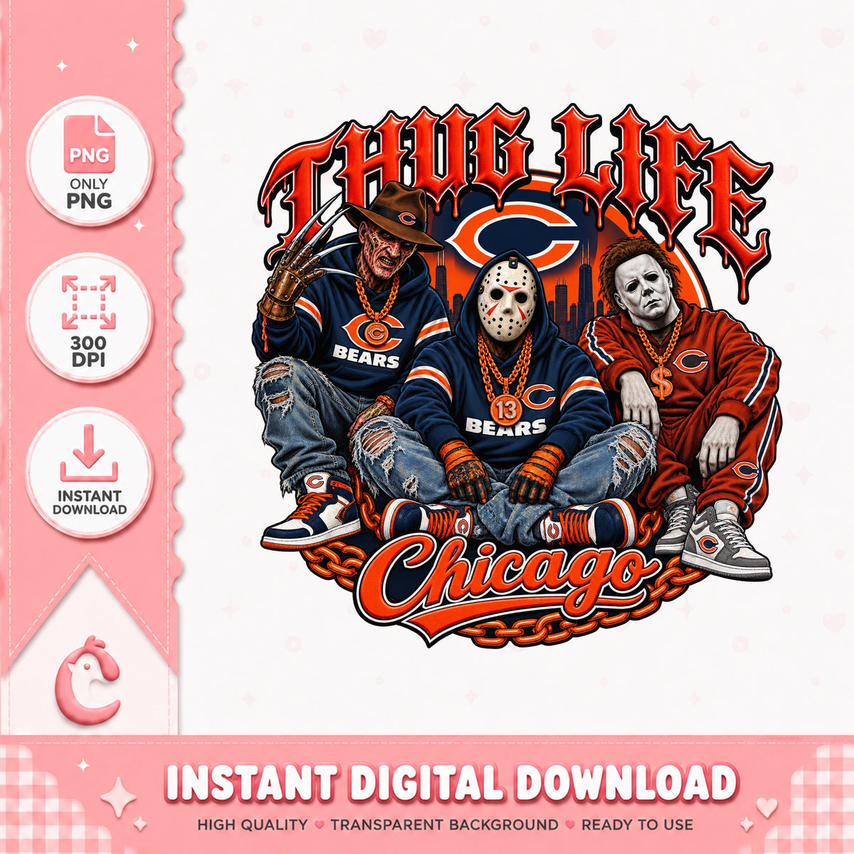 Thug Life Chicago Bears PNG, Horror Movie Characters, NFL PNG