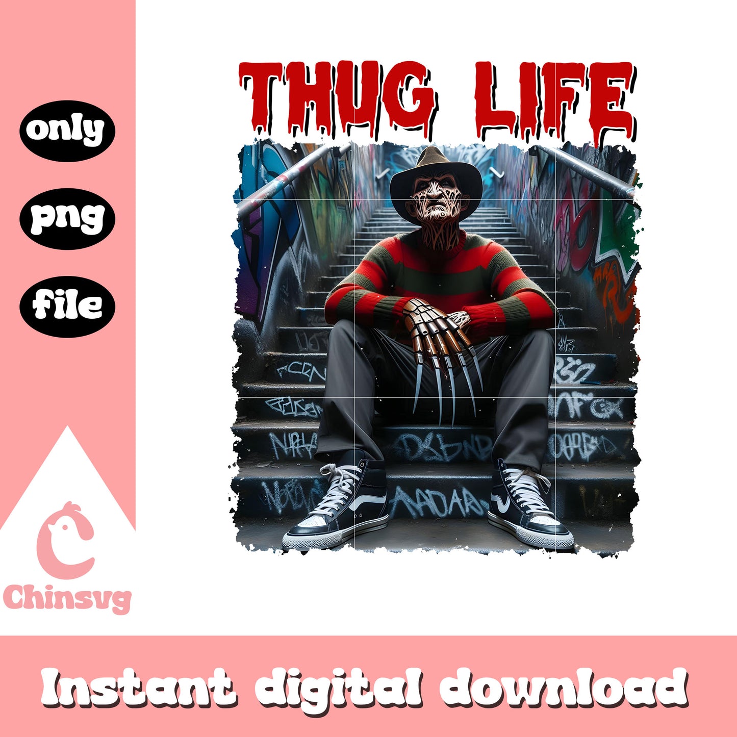 Thug life freddy krueger character clipart png, freddy krueger movie png