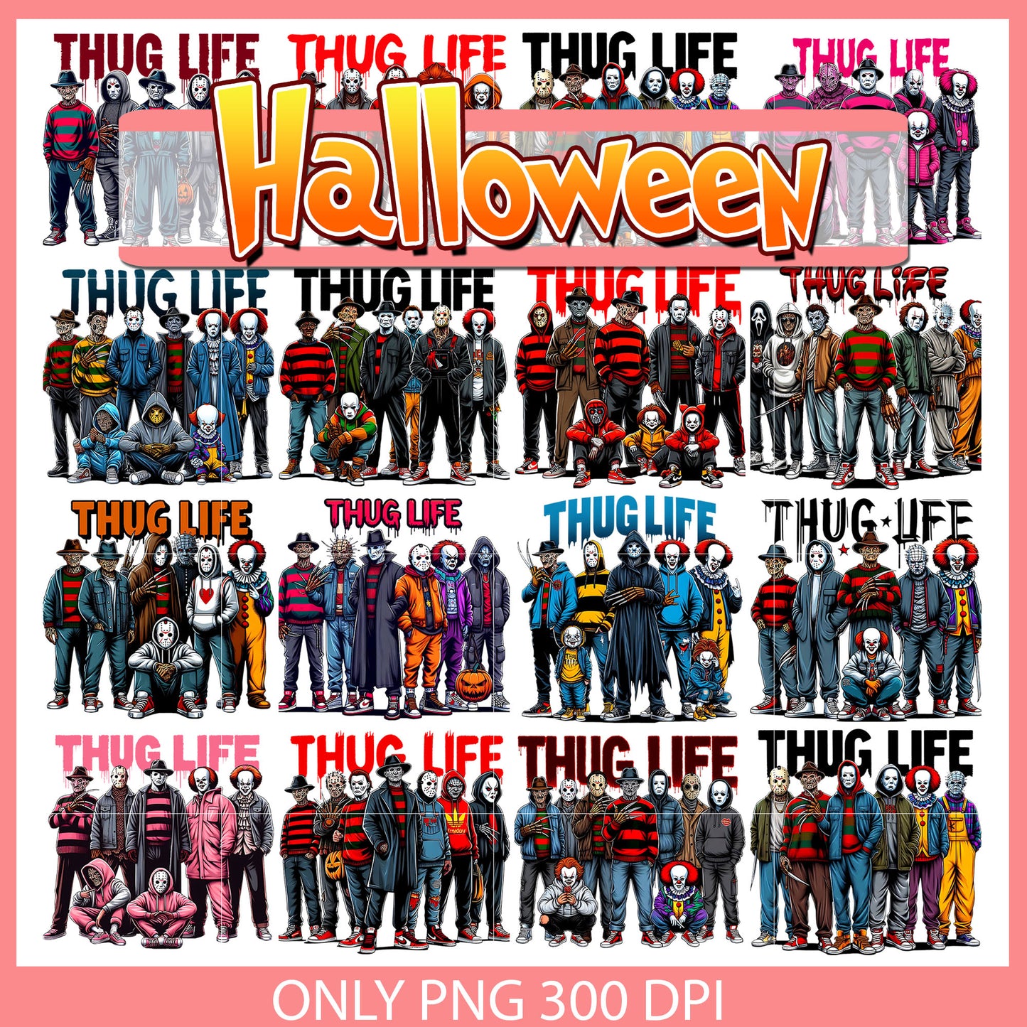 Thug life horror characters design png, thug life meme png