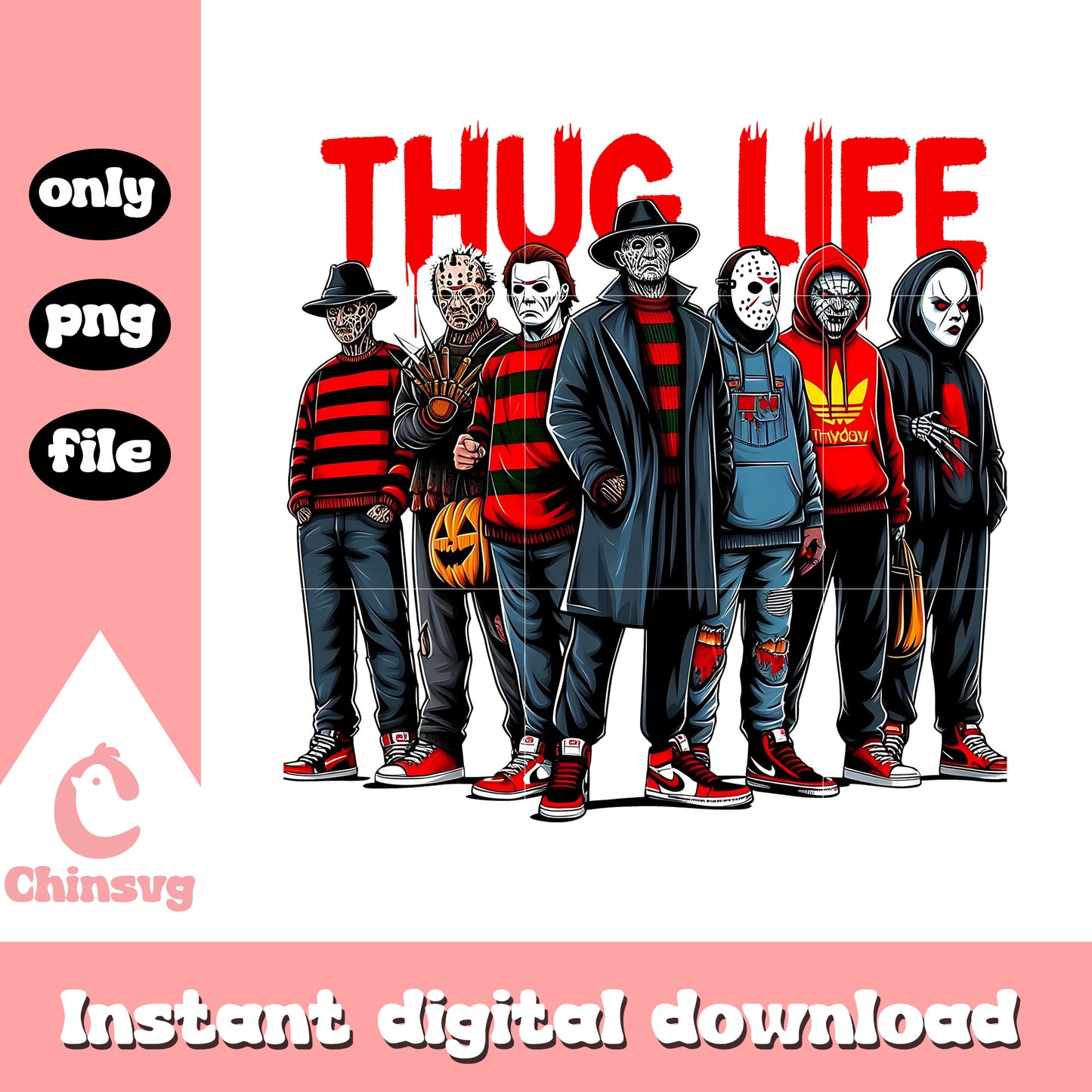 Thug life horror characters png, Red text thug life png, thug life png