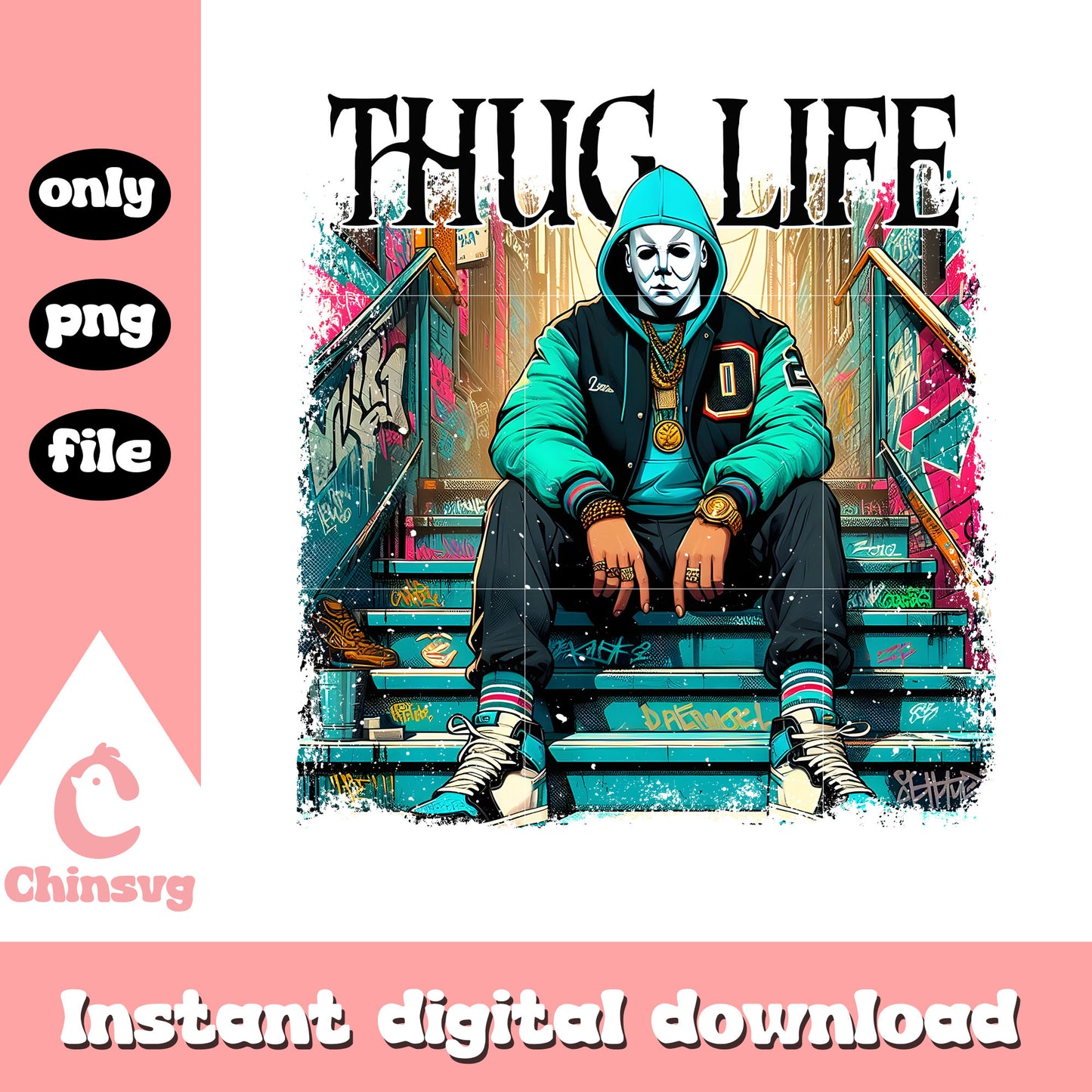 Thug life michael myers gangster design png, michael myers movie png