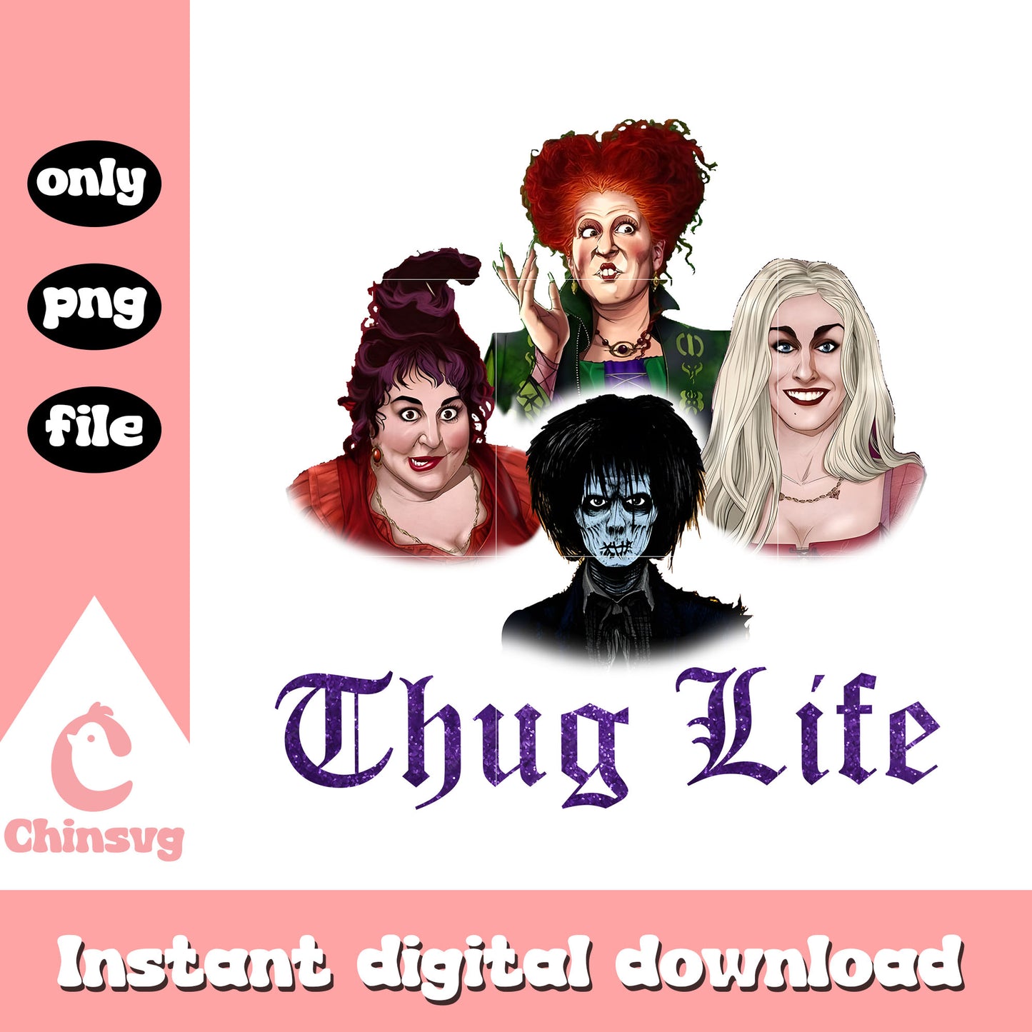 Thug life sanderson sisters design png, hocus pocus characters png