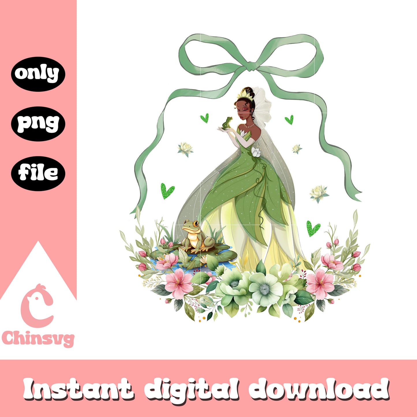 Tiana princess flowers decoration png, disney princess tiana png