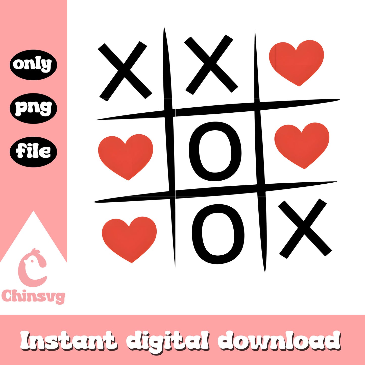 Tic tac toe heart valentine png, tic tac toe png, valentine png