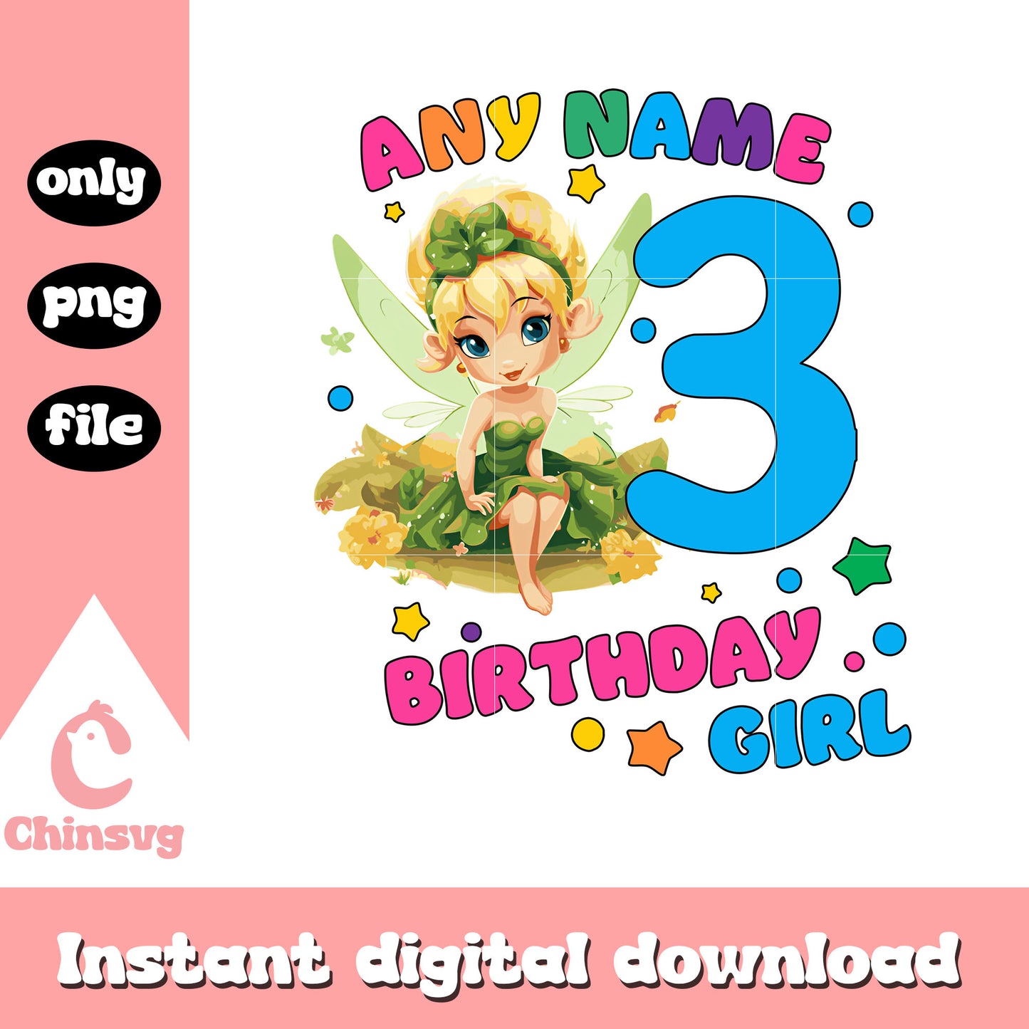 Tinkerbell any name birthday girl png, birthday girl png, disney png