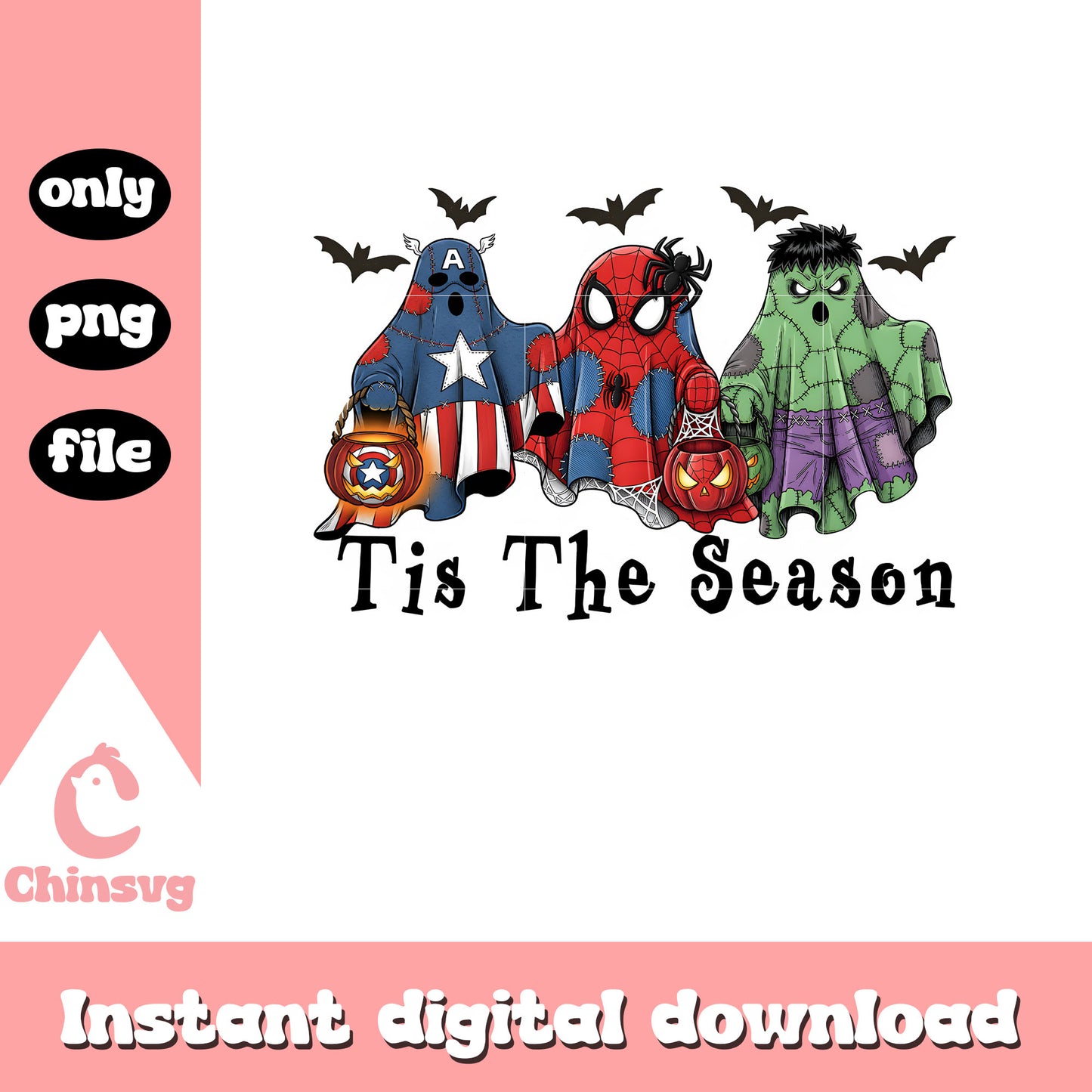 Tis the season ghost candy halloween png, marvel halloween png