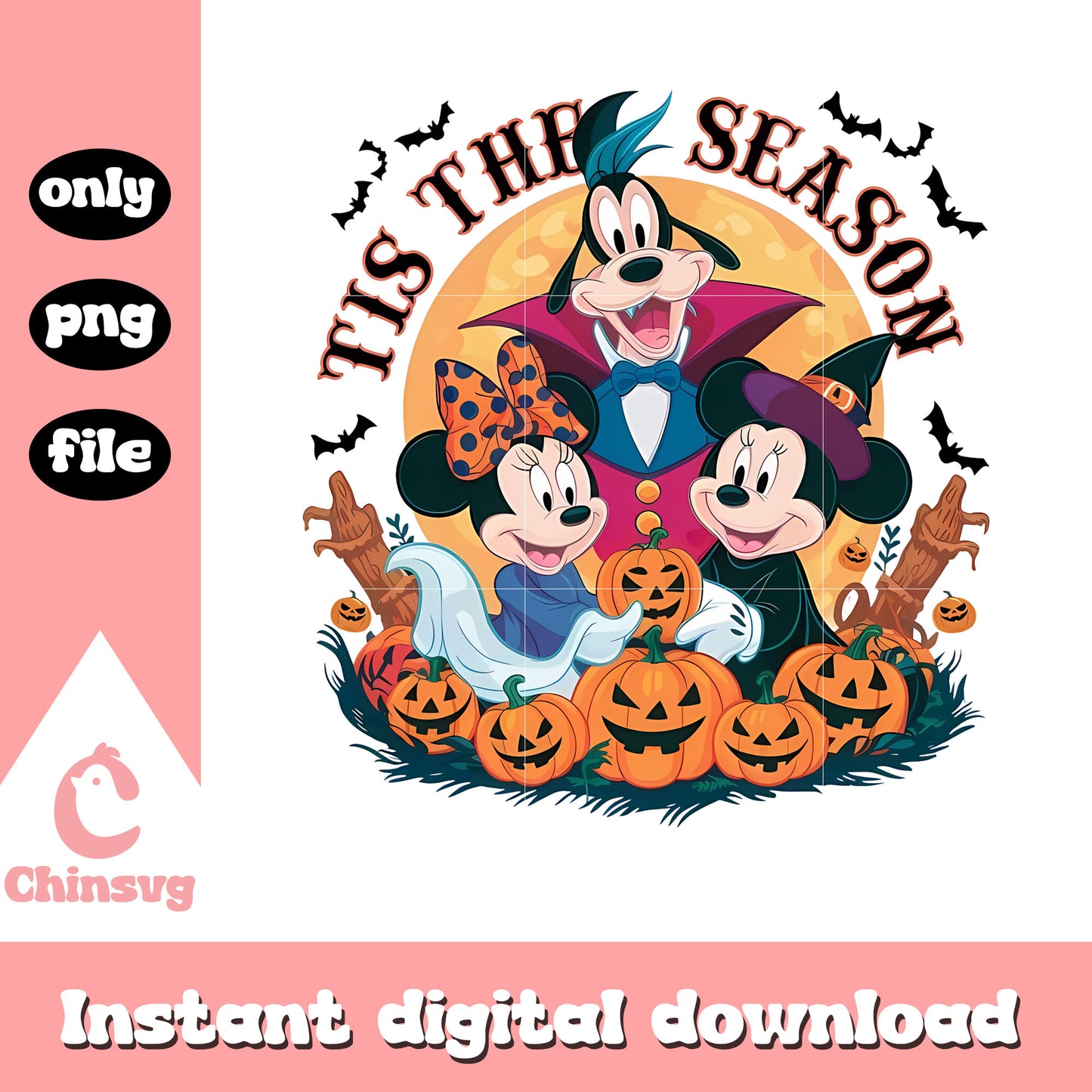 Tis the season mickey and friends png, spooky season png