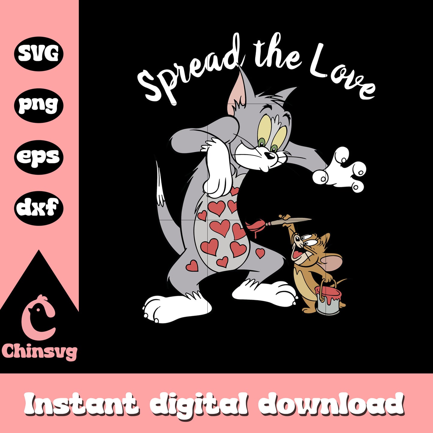 Tom and Jerry spread for love svg, Tom and Jerry svg, love svg