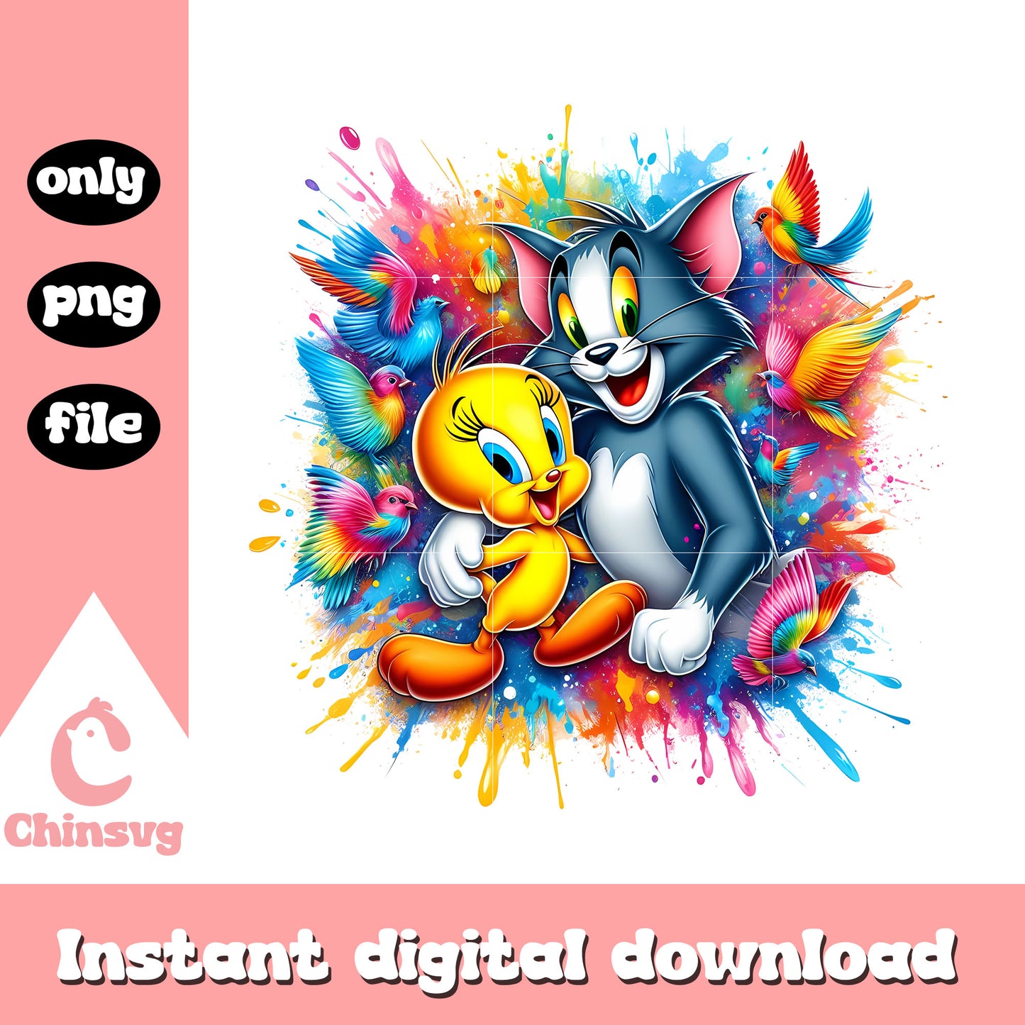 Tom and tweety character design png, looney tunes png