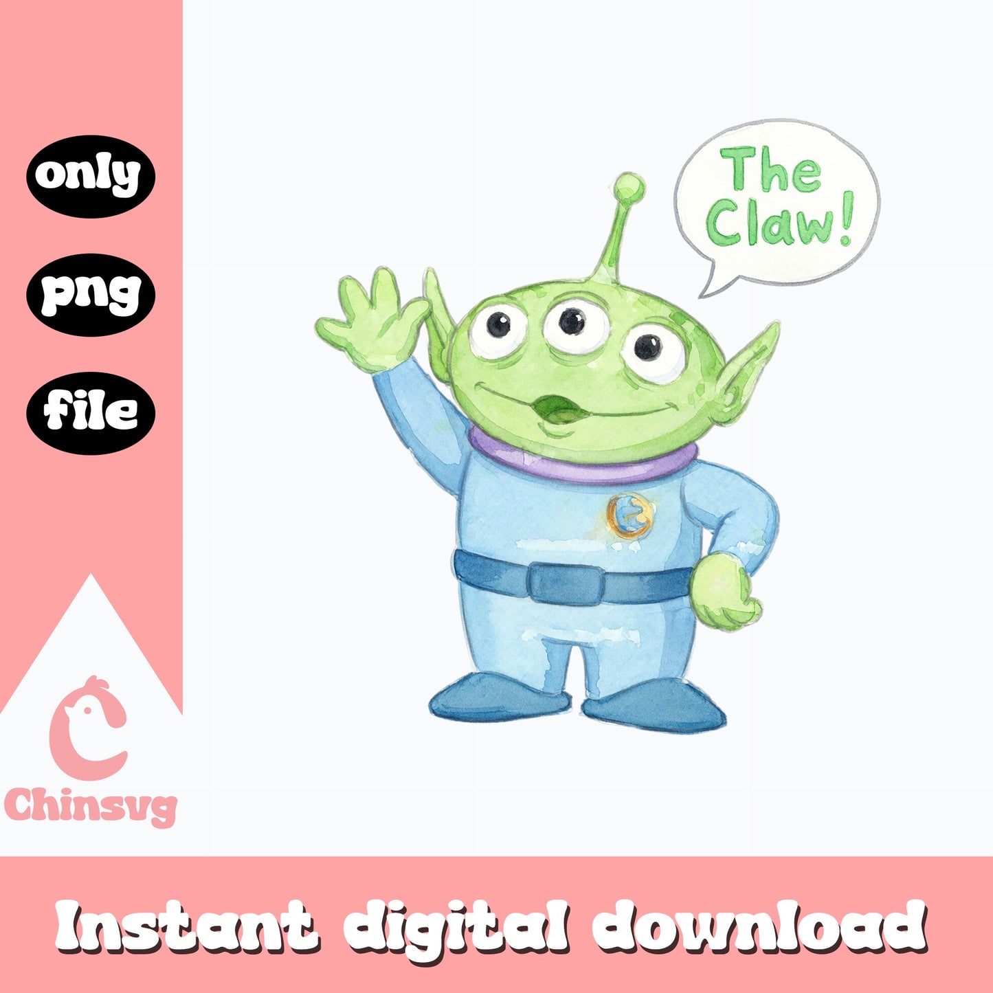 Toy Story Alien The Claw Watercolor PNG, Disney PNG, Pixar PNG