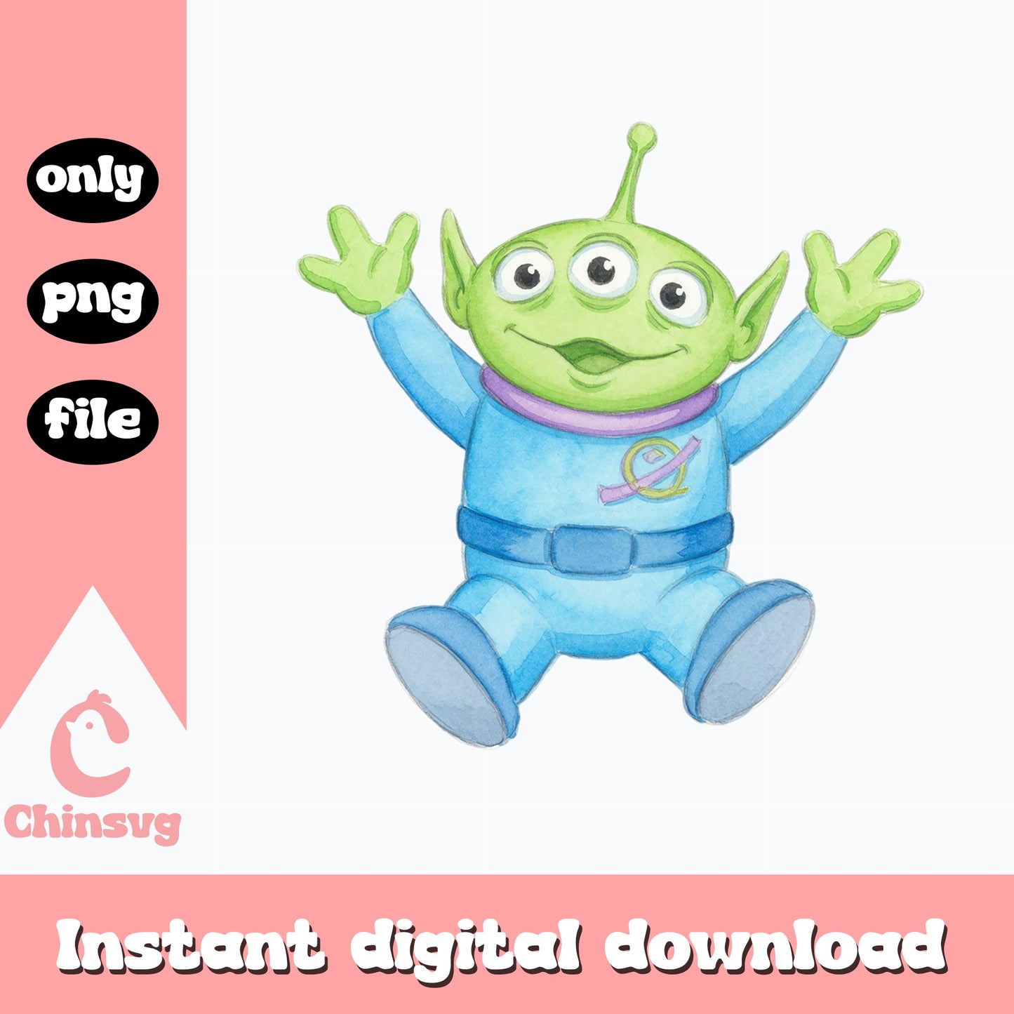 Toy Story Alien Watercolor PNG, Disney Pixar Clipart PNG, Little Green Men PNG