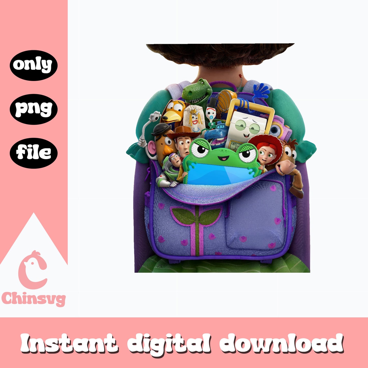 Toy Story Characters Backpack PNG, Disney Pixar PNG, Woody Buzz PNG