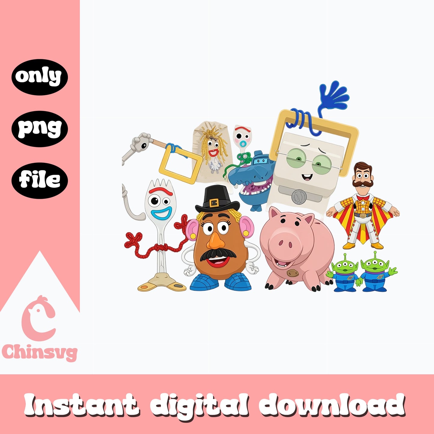 Toy Story Characters Bundle PNG, Disney Pixar PNG, Forky Mr Potato Head PNG