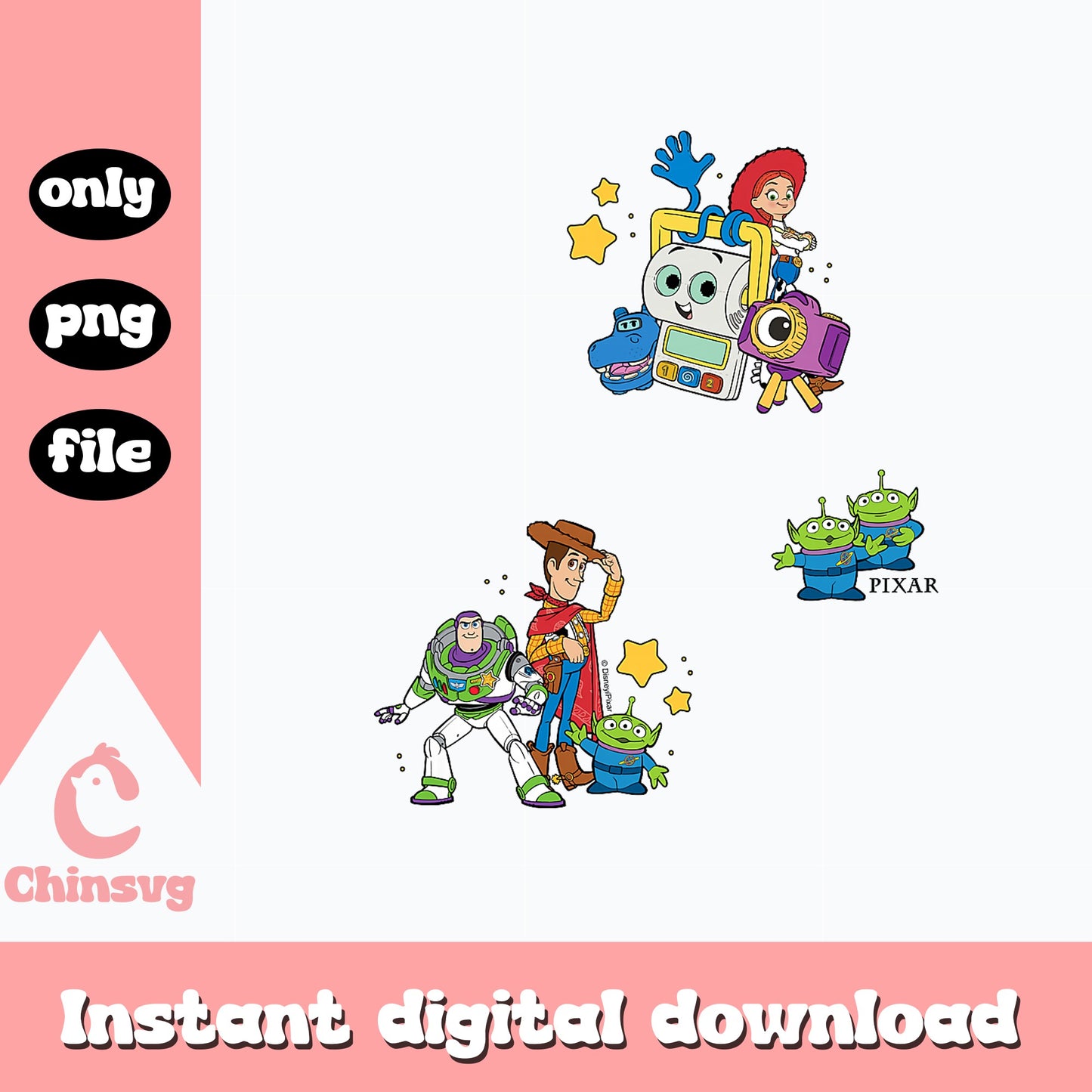 Toy Story Characters PNG Bundle, Woody Buzz Lightyear PNG, Disney Pixar PNG