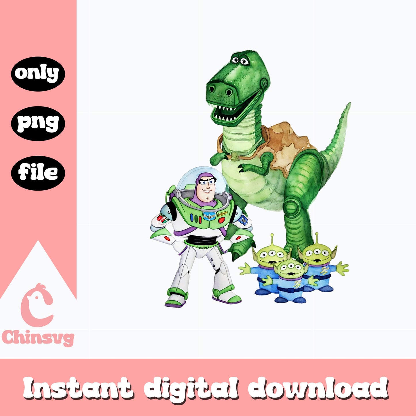 Toy Story Characters PNG, Buzz Lightyear Rex Aliens PNG, Disney PNG