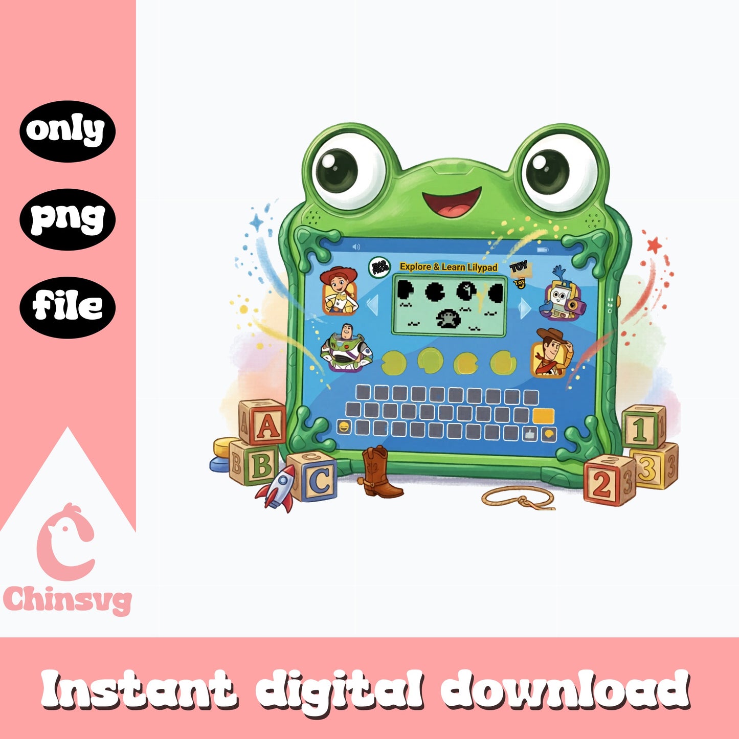 Toy Story Leapfrog Tablet PNG, Buzz Woody Jessie PNG, Disney PNG