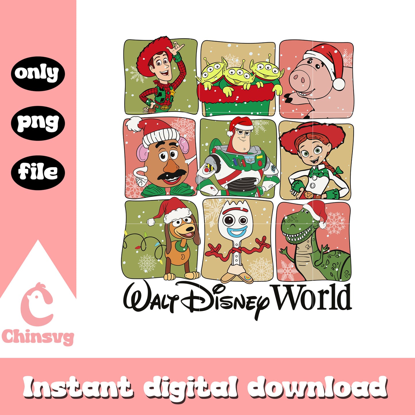 Toy story walt disney world christmas png, woody friends png