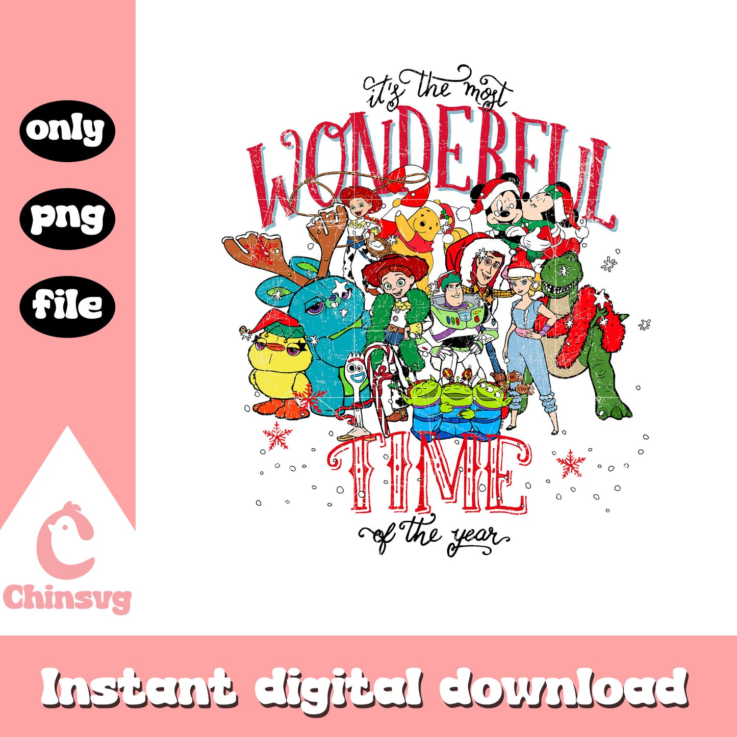 Toy story wonderful time christmas png, toy story christmas png