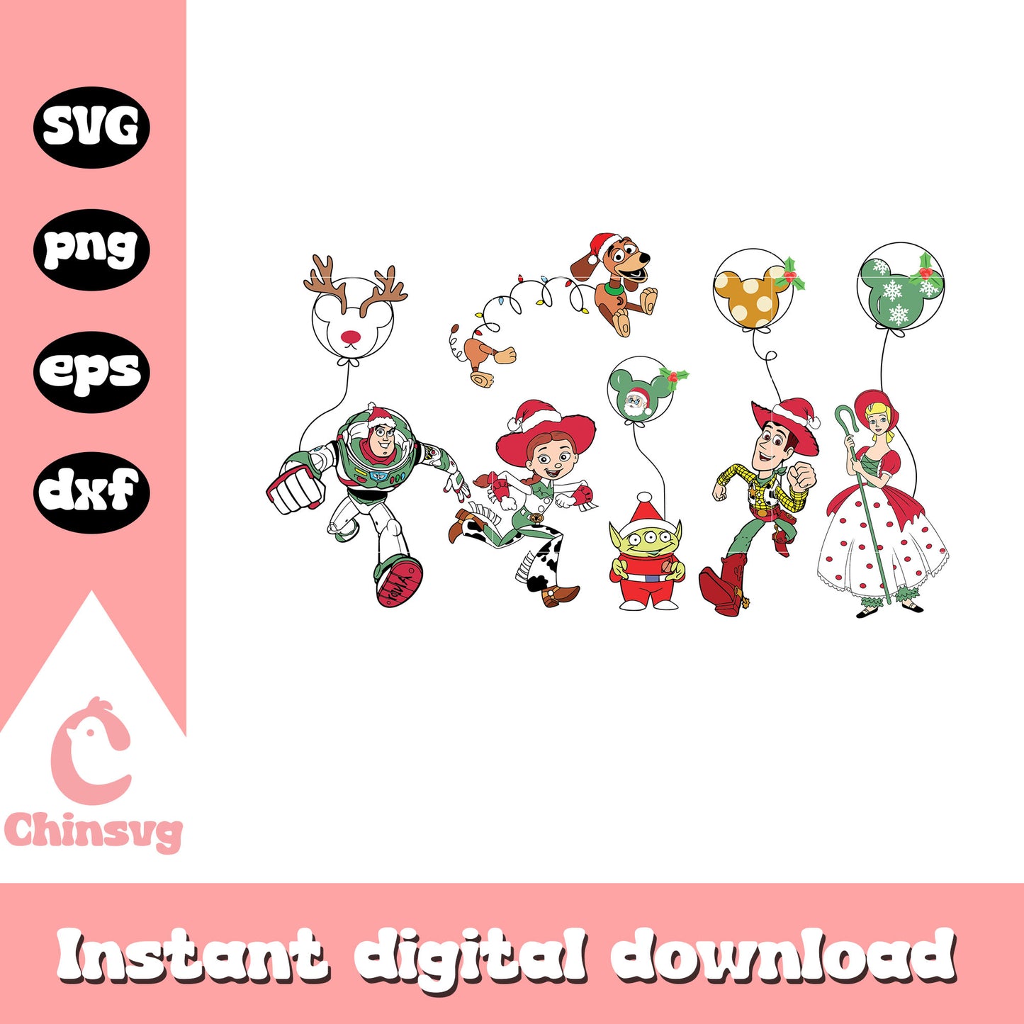 Toy story characters christmas balloon svg, toy story svg