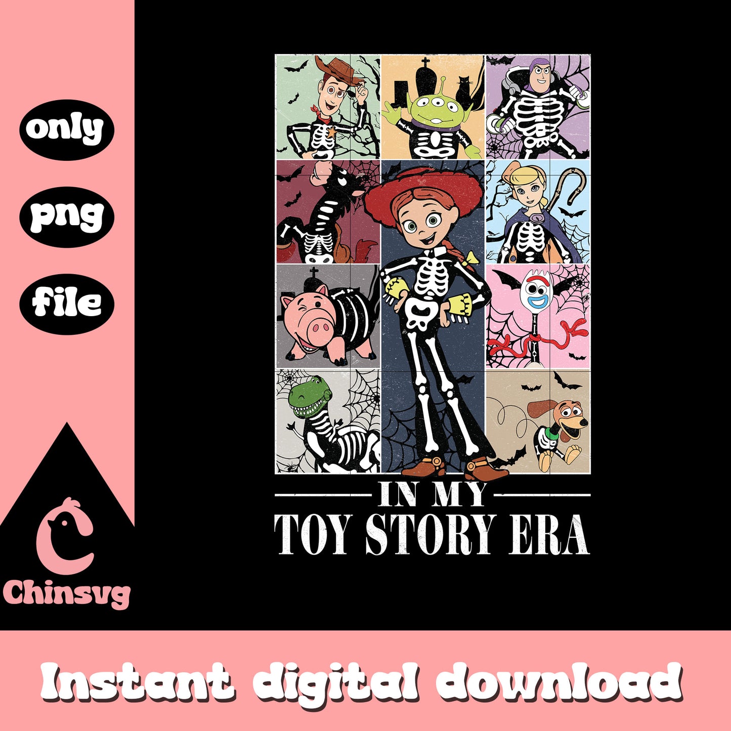 Toy story era skeleton jessie design png, toy story cartoon png