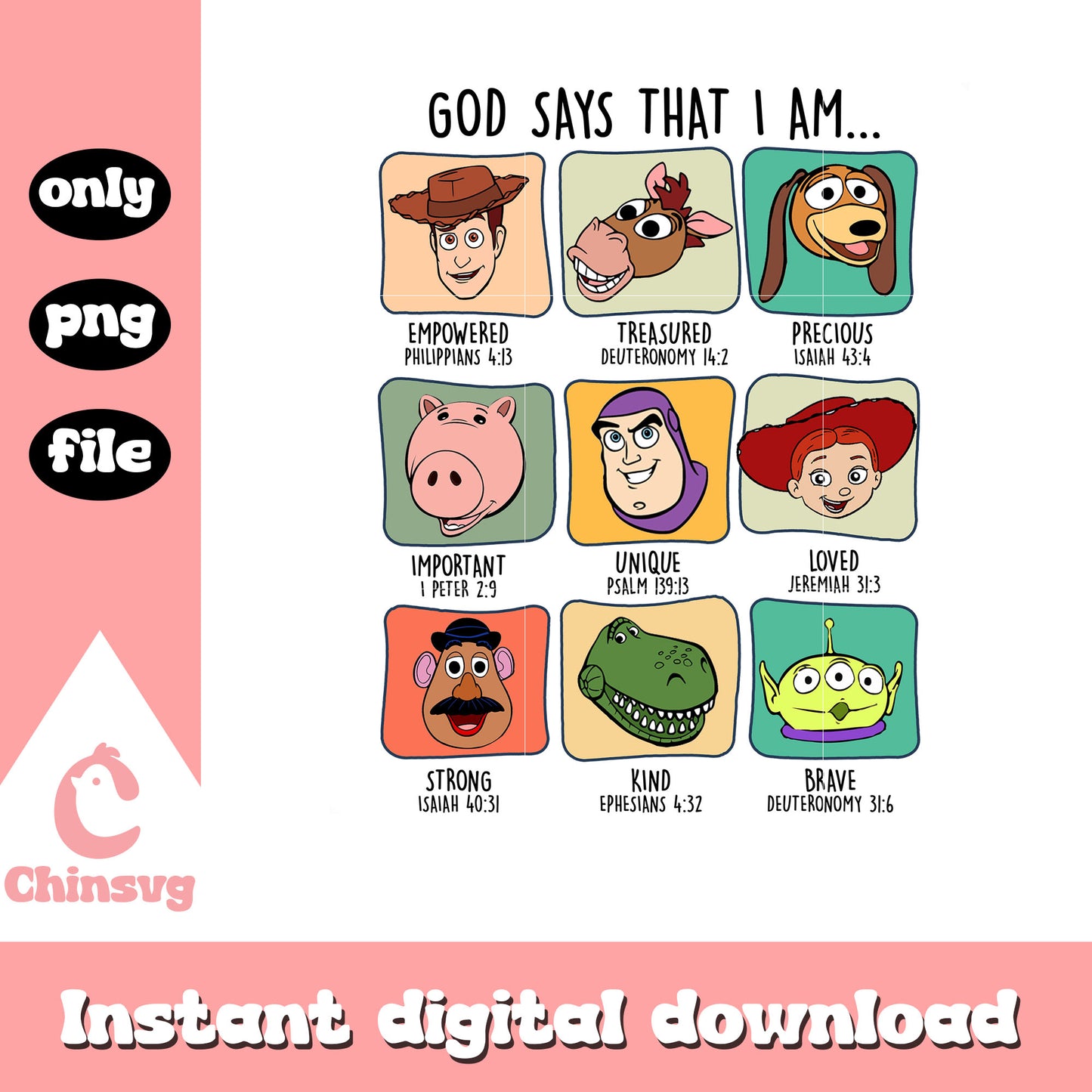 Toy story god says I am png, toy story png, disney character png