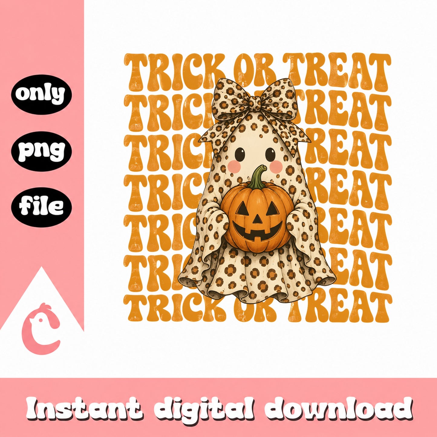 Trick Or Treat Ghost Pumpkin PNG, Halloween Ghost PNG, Cute Ghost PNG