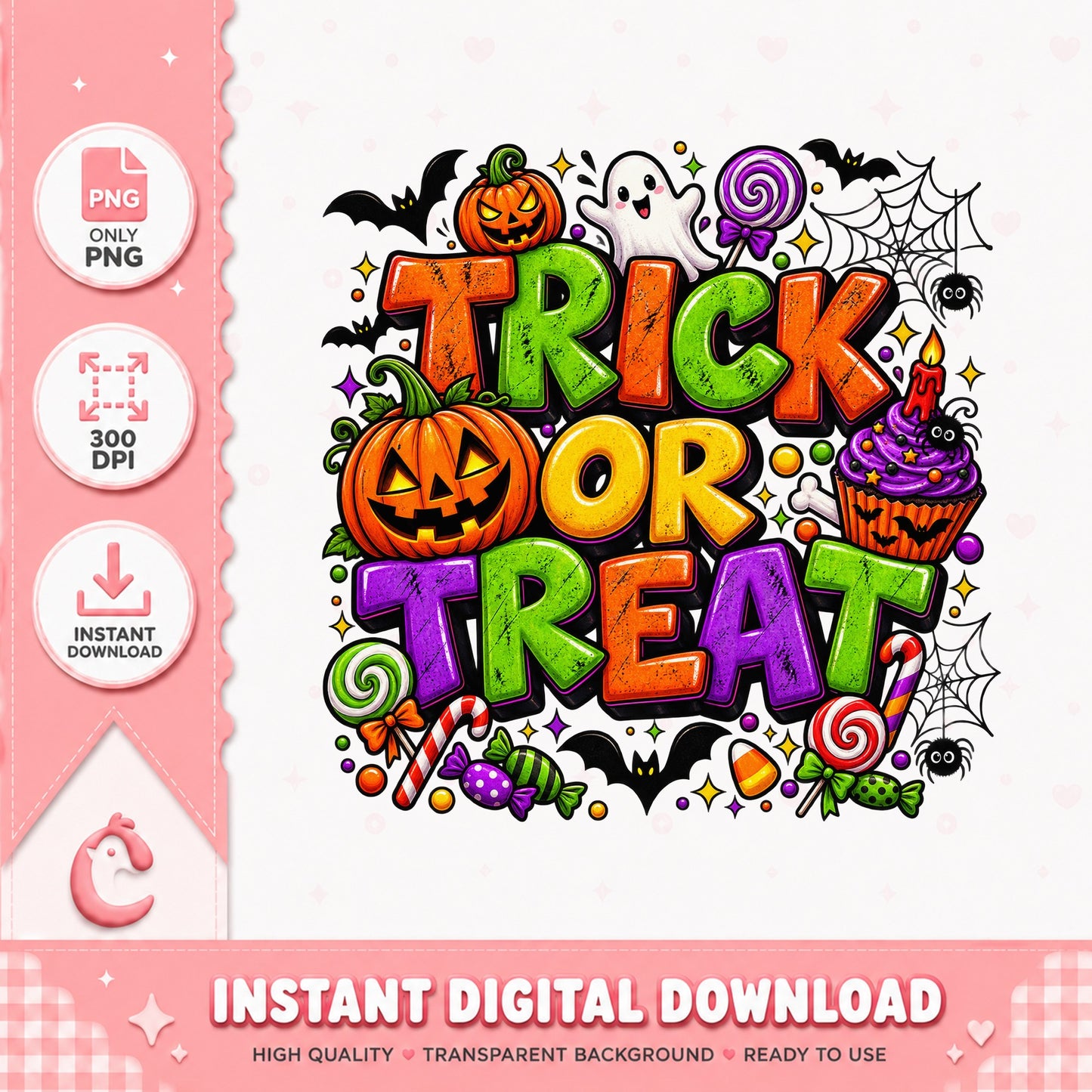 Trick Or Treat Halloween PNG, Pumpkin Ghost Candy PNG, PNG