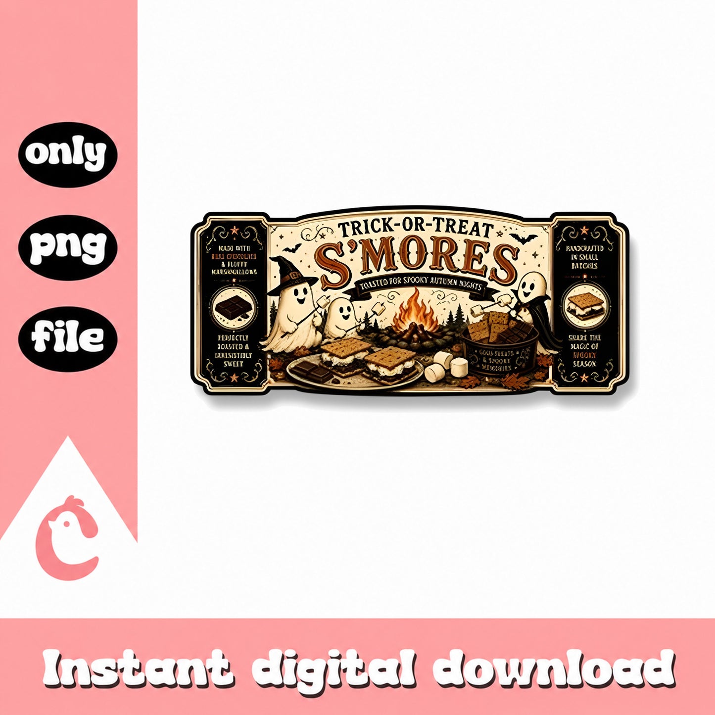 Trick Or Treat Smores Label PNG, Halloween Smores Wrapper, PNG File