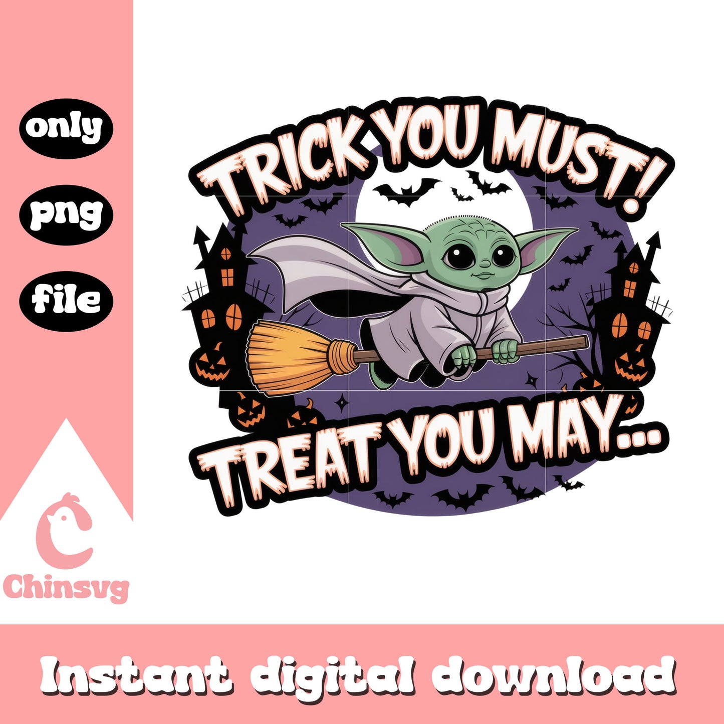 Trick you must treat you may yoda design png, yoda character png