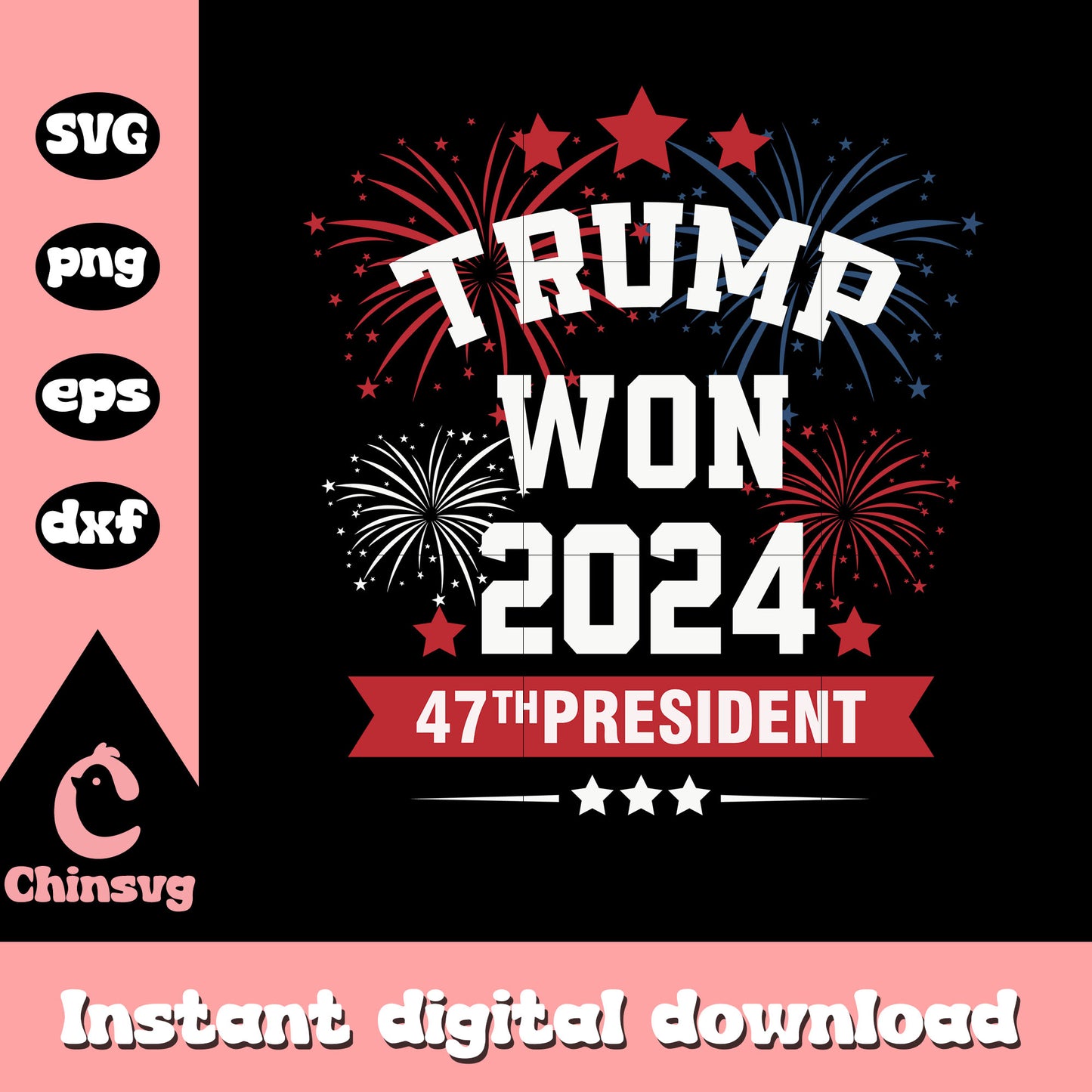 Trump won 2024 4th president svg, president donald trump svg