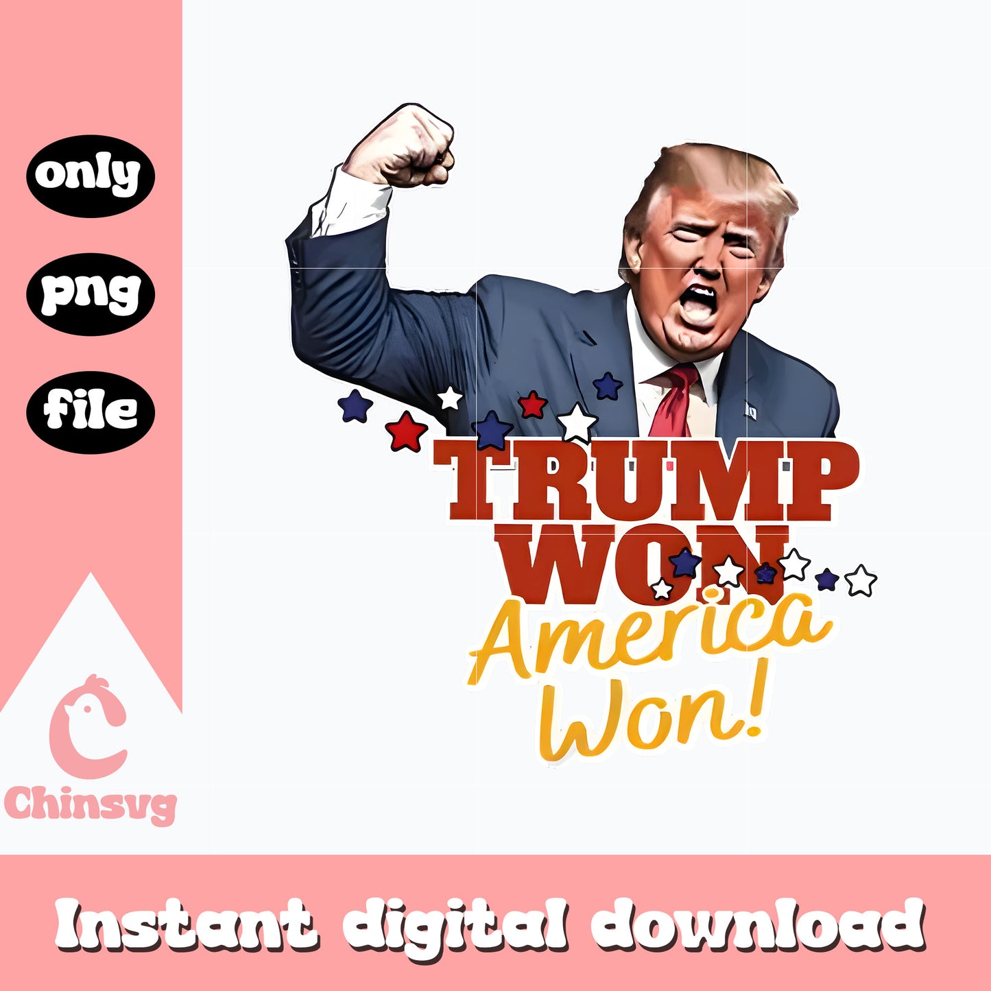 Trump won america won design png, trump logo png, trump won png