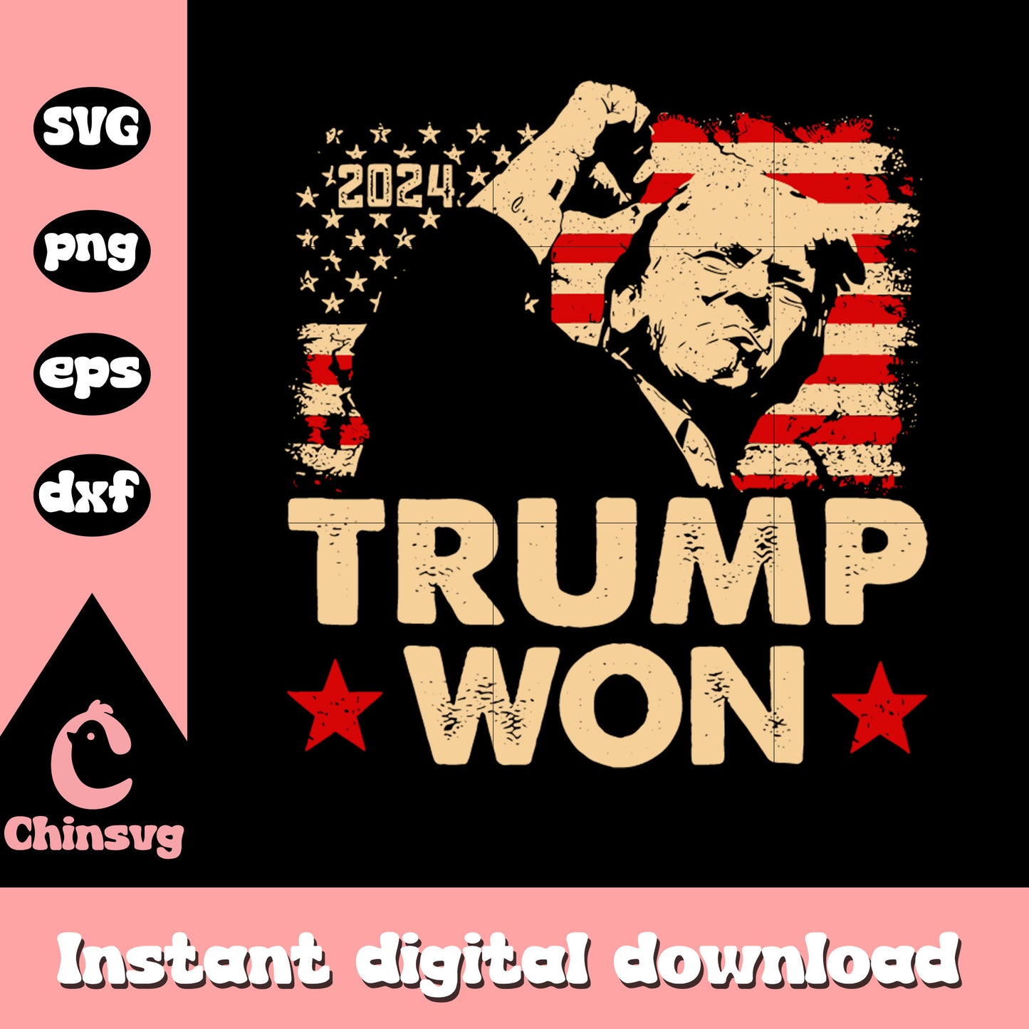 Trump won with flag design svg, trump won svg, trump logo svg