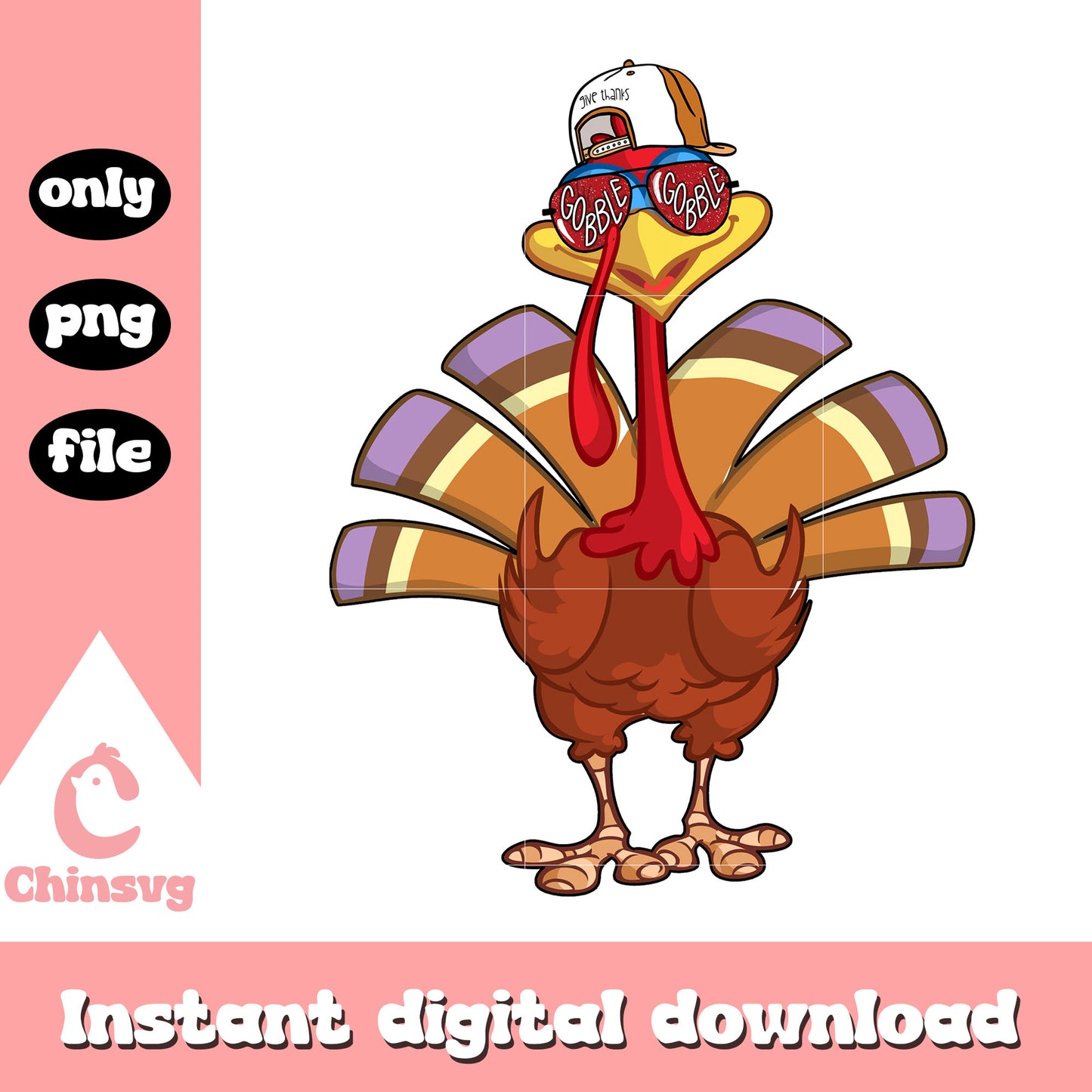 Tukey boy wearing sunglasses design png, thanksgiving clipart png